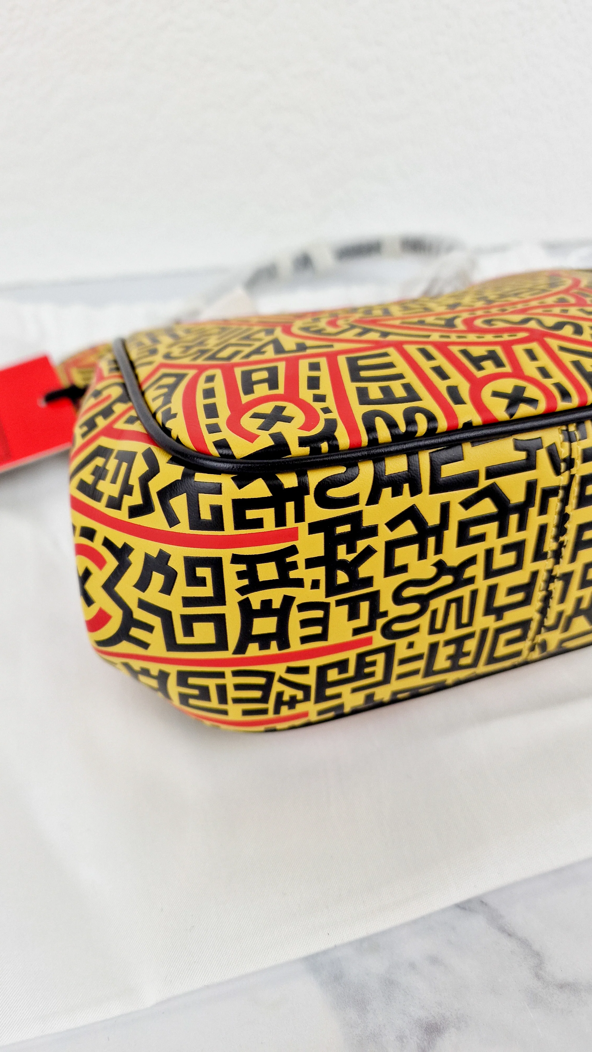 Coach 1941 Disney x Keith Haring Mickey Mouse Ears Kisslock Bag with Maze Artwork Red & Yellow Leather - Coach 7418 - Image 6