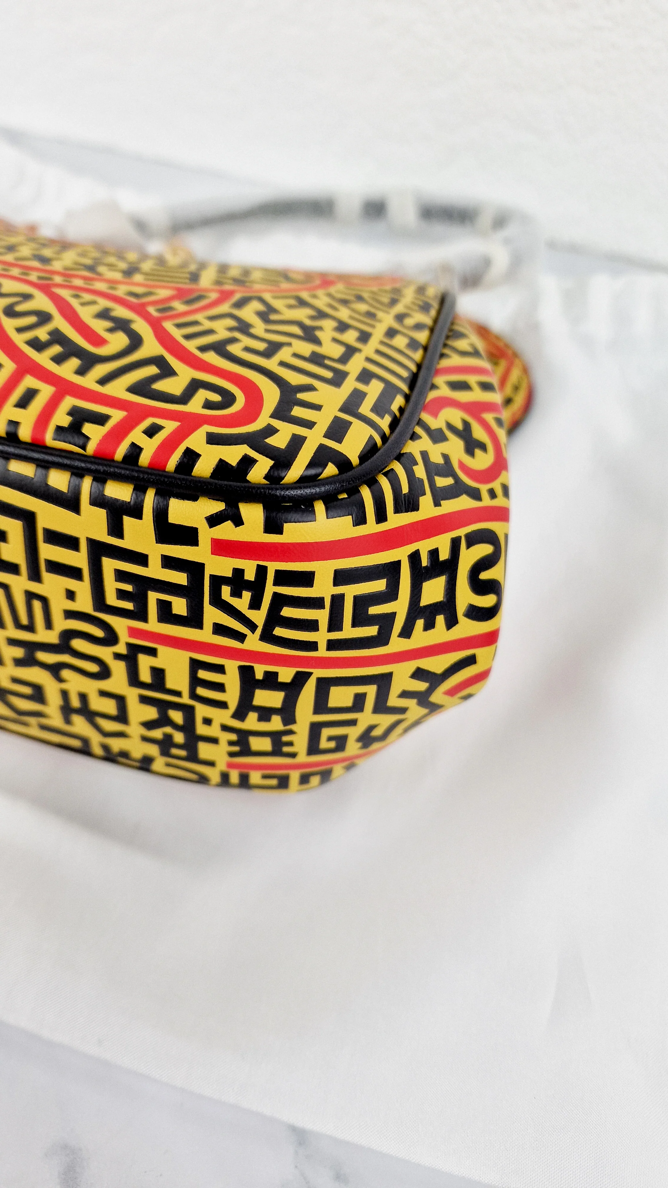 Coach 1941 Disney x Keith Haring Mickey Mouse Ears Kisslock Bag with Maze Artwork Red & Yellow Leather - Coach 7418 - Image 7