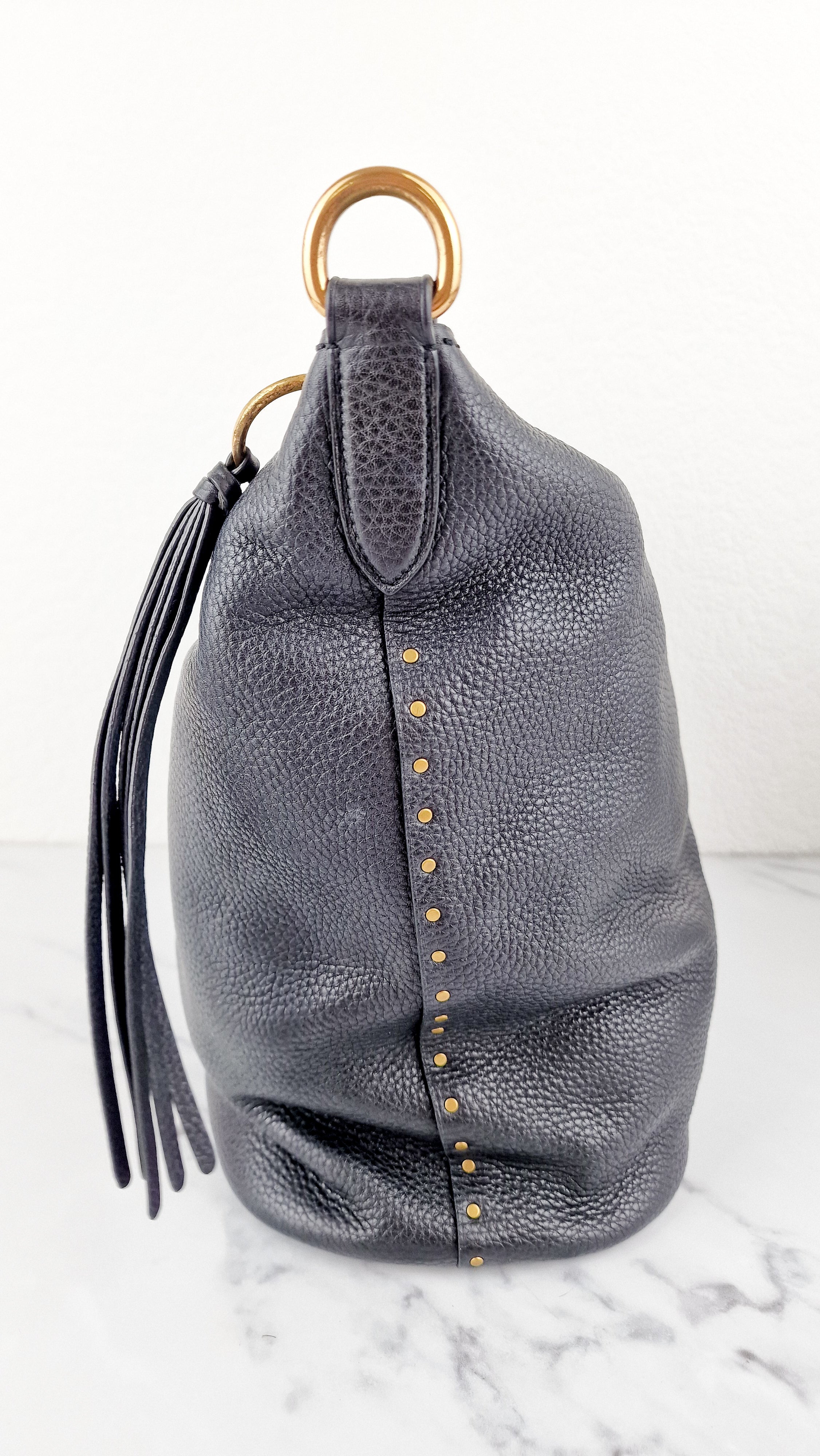 Coach 1941 Duffle Bag with Border Rivets in Black Pebble Leather with Zip Top Tea Rose - Crossbody bag - Image 6