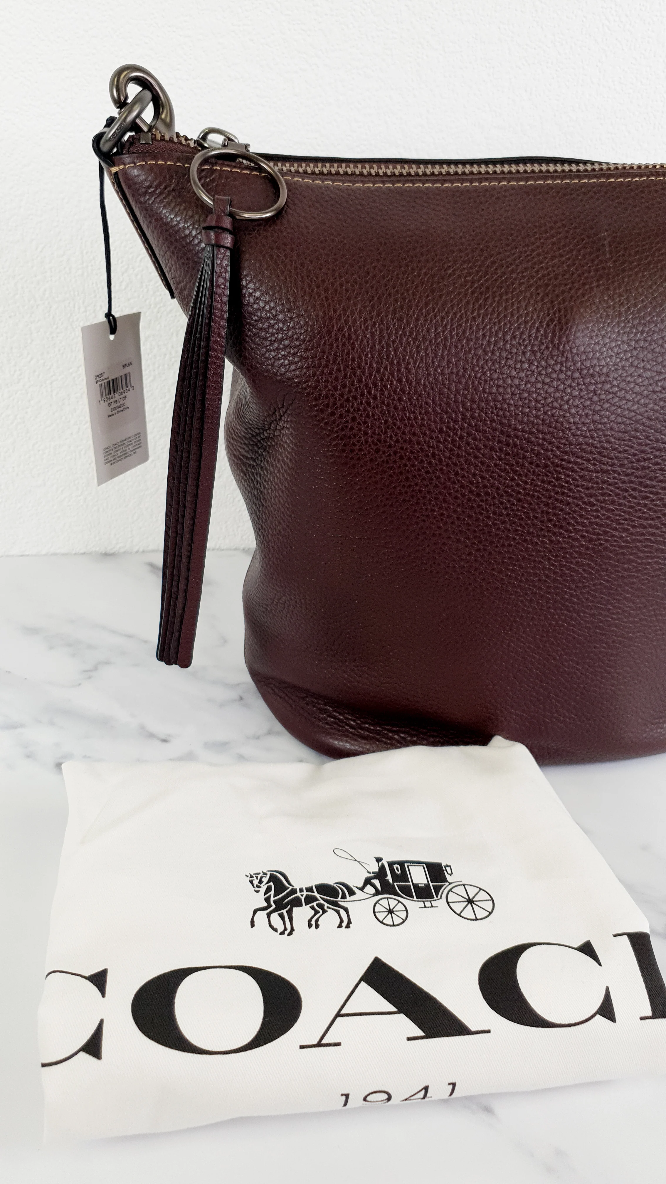 Coach 1941 Duffle Bag in Oxblood Pebble Leather with Zip Top - Coach 29257 - Image 14