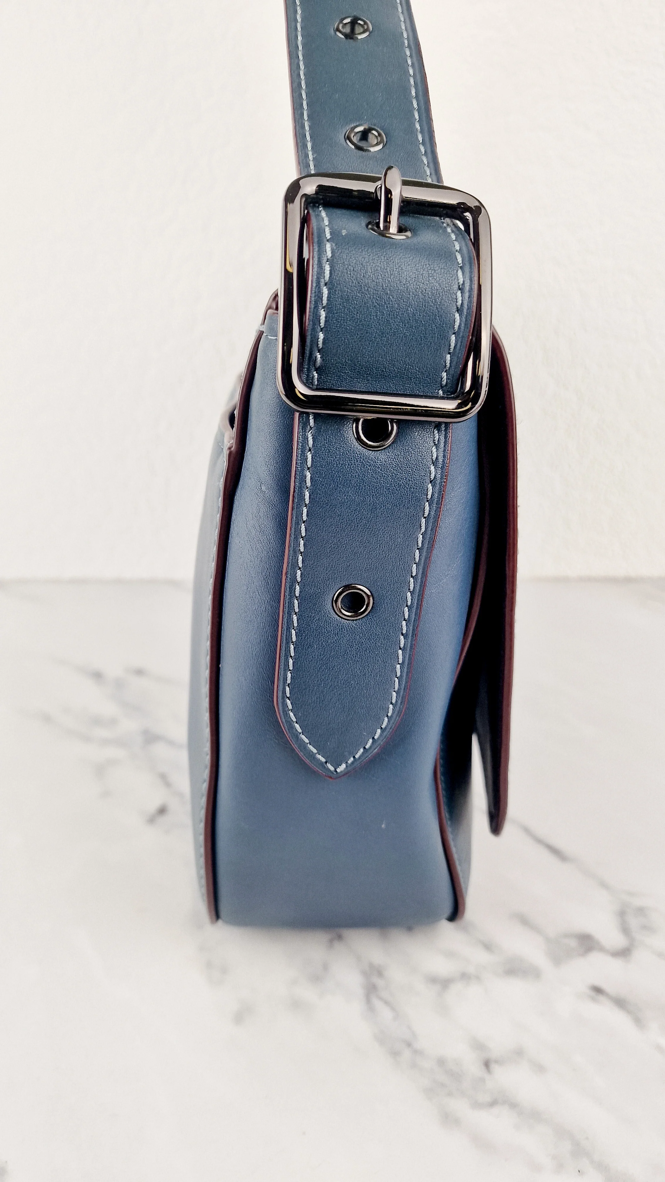 Coach 1941 Saddle 33 Large Dark Denim Blue Bag - Smooth Leather Crossbody Bag - Coach 11108 - Image 5