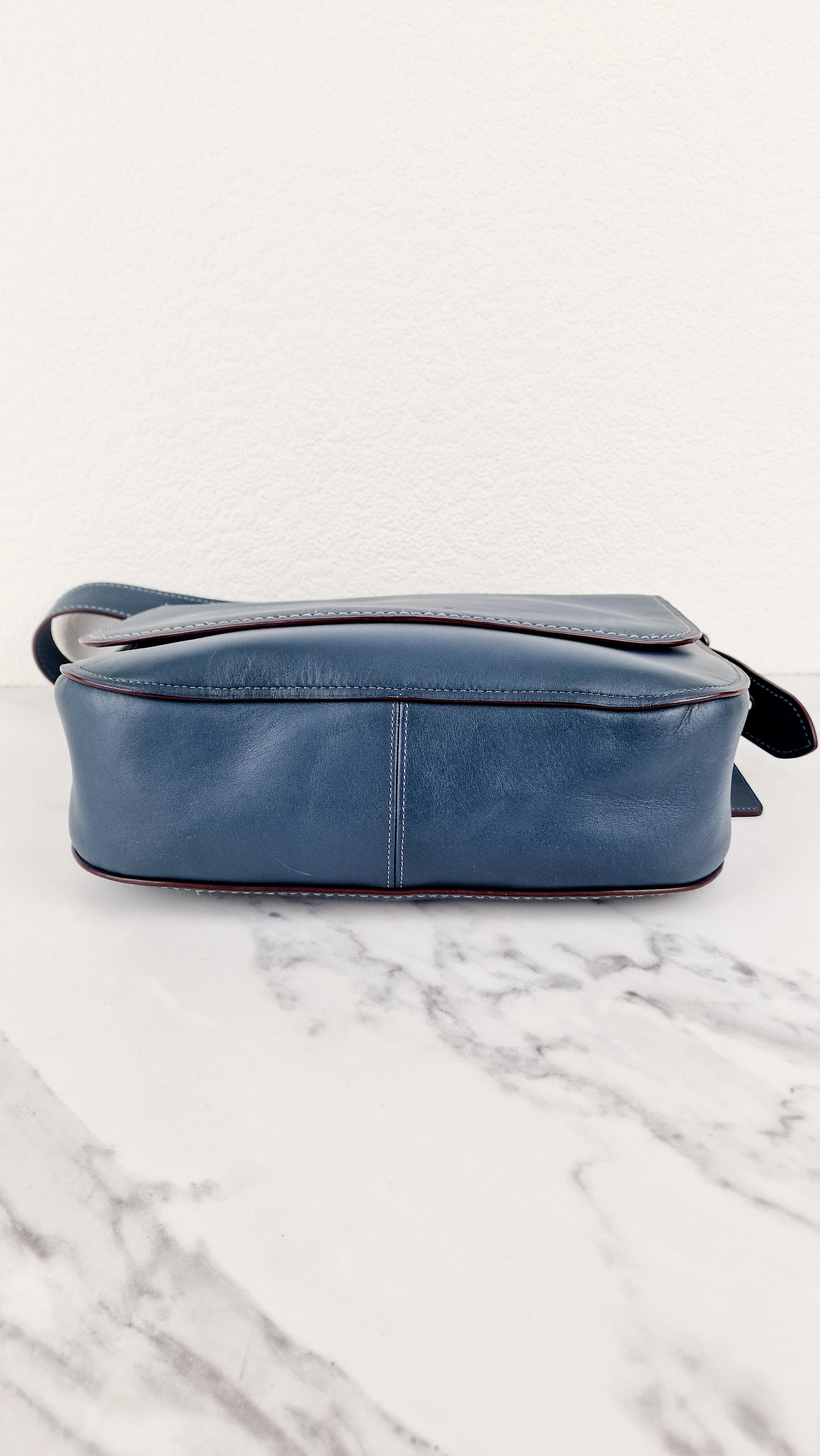 Coach 1941 Saddle 33 Large Dark Denim Blue Bag - Smooth Leather Crossbody Bag - Coach 11108 - Image 6