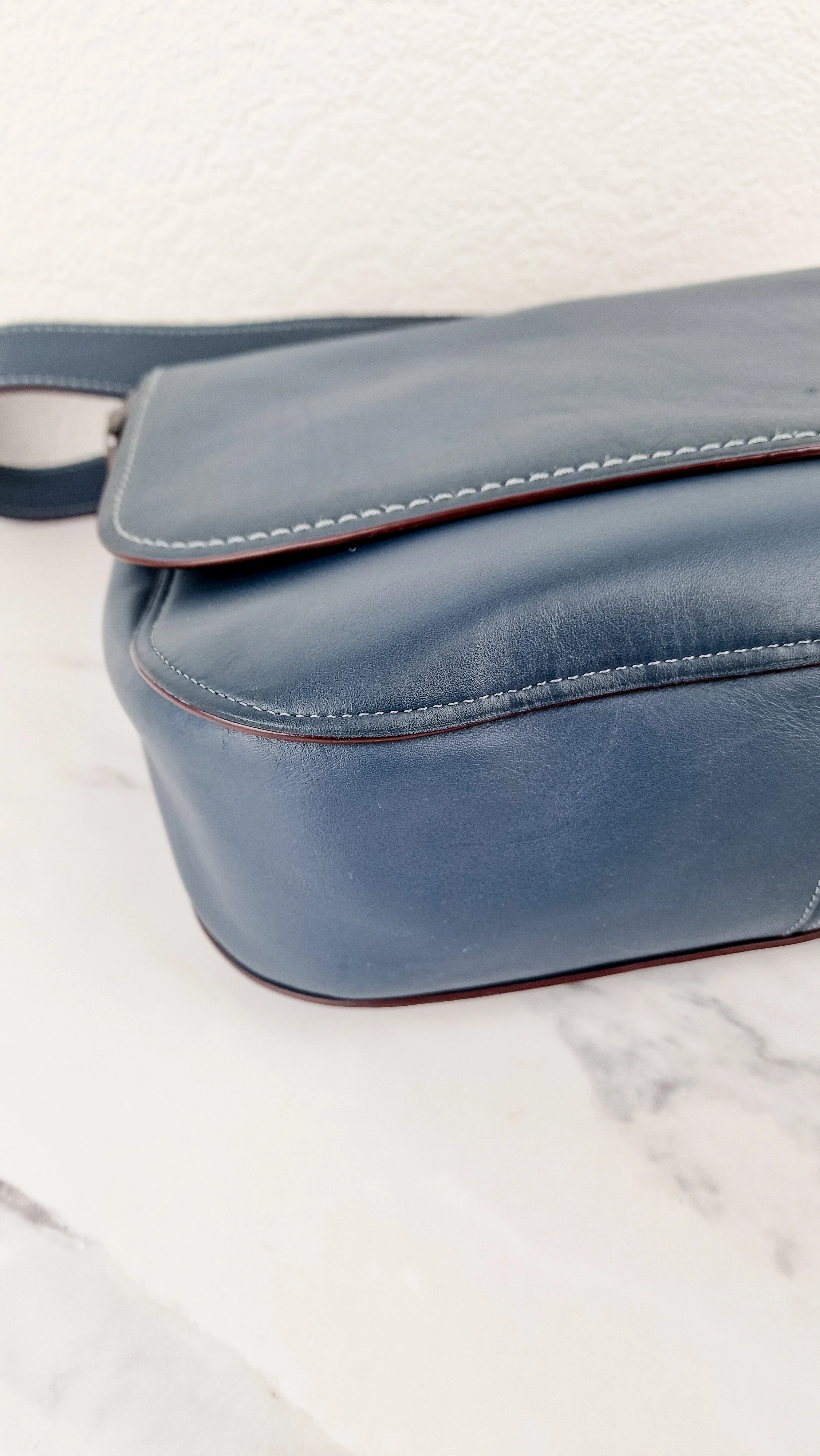 Coach 1941 Saddle 33 Large Dark Denim Blue Bag - Smooth Leather Crossbody Bag - Coach 11108 - Image 8
