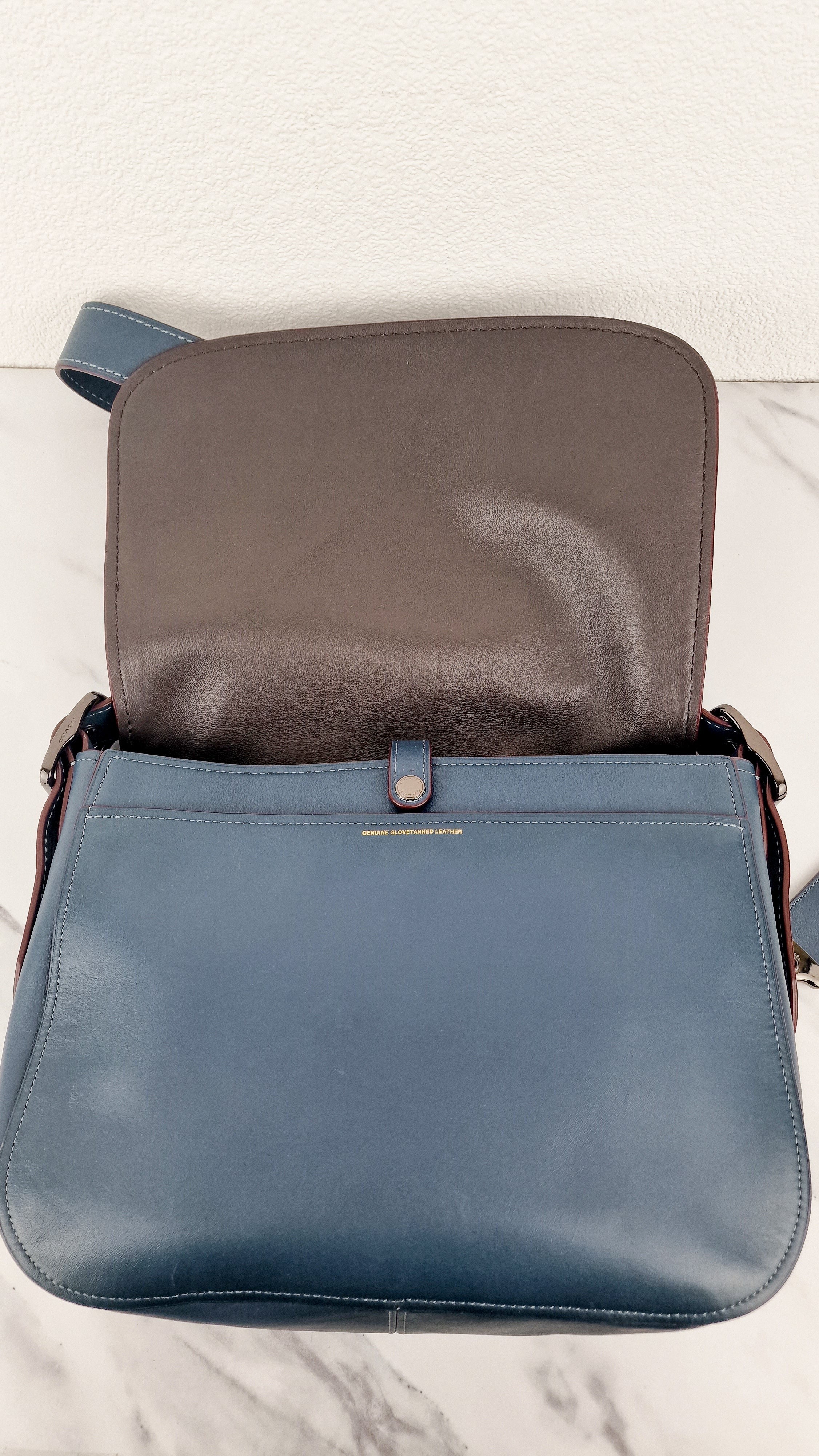 Coach 1941 Saddle 33 Large Dark Denim Blue Bag - Smooth Leather Crossbody Bag - Coach 11108 - Image 9