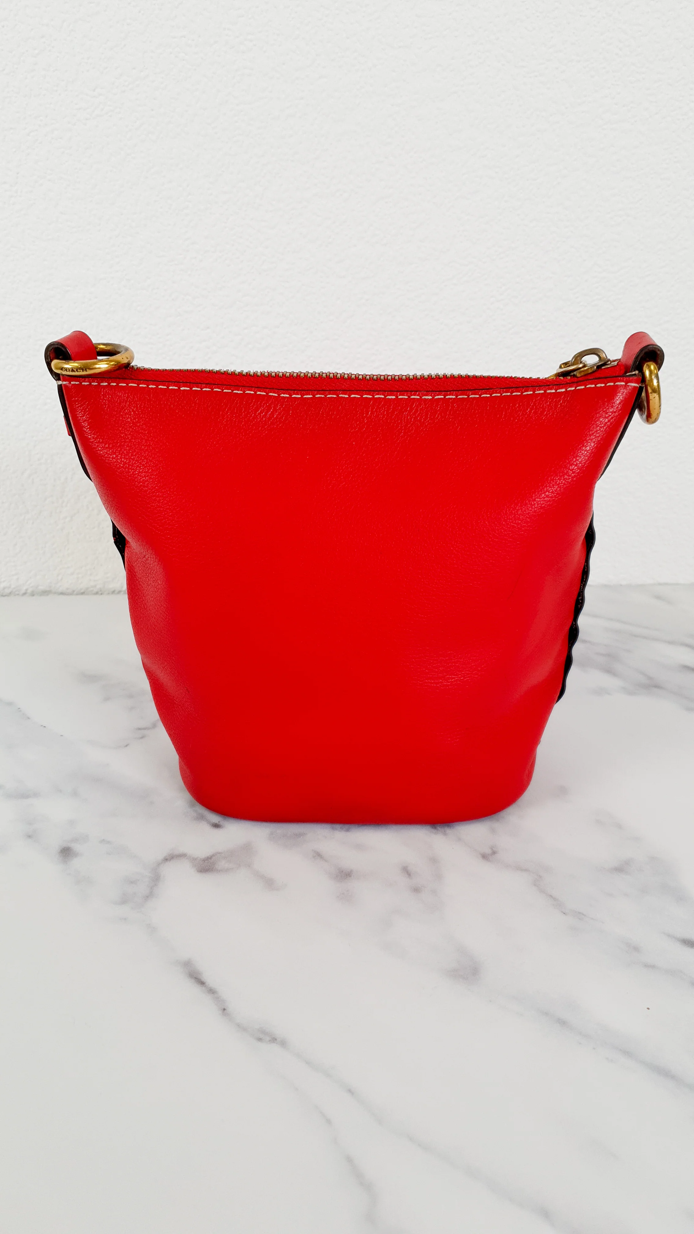 Coach 1941 Mini Duffle 12 Bag in Red smooth Glovetanned Leather with Zip Top & Border Rivets- Crossbody bag - Coach 32880 - Image 12