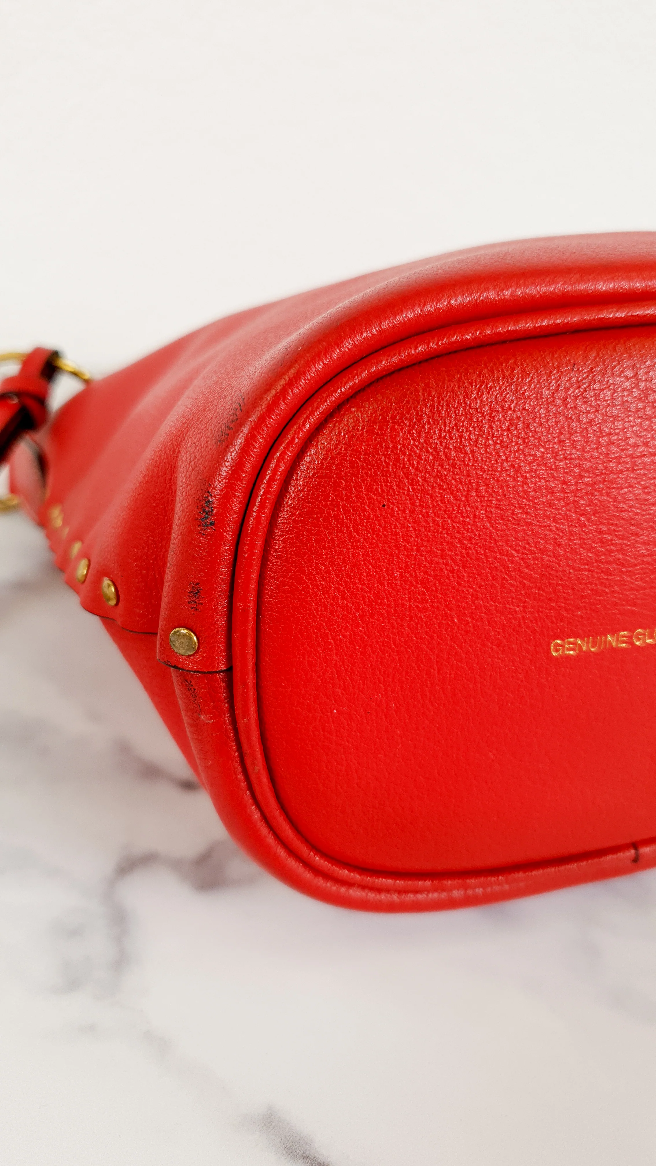 Coach 1941 Mini Duffle 12 Bag in Red smooth Glovetanned Leather with Zip Top & Border Rivets- Crossbody bag - Coach 32880 - Image 16