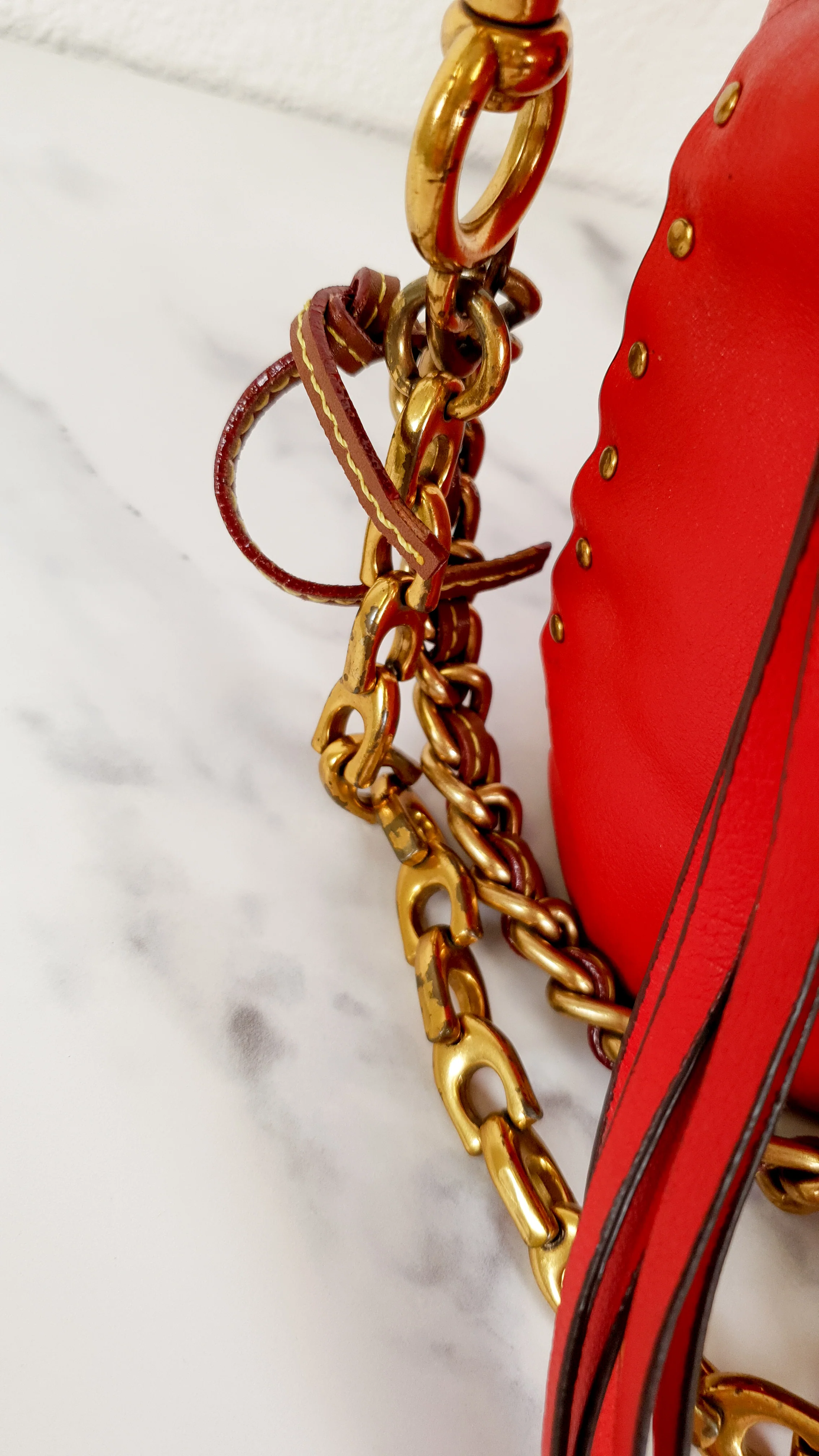 Coach 1941 Mini Duffle 12 Bag in Red smooth Glovetanned Leather with Zip Top & Border Rivets- Crossbody bag - Coach 32880 - Image 5