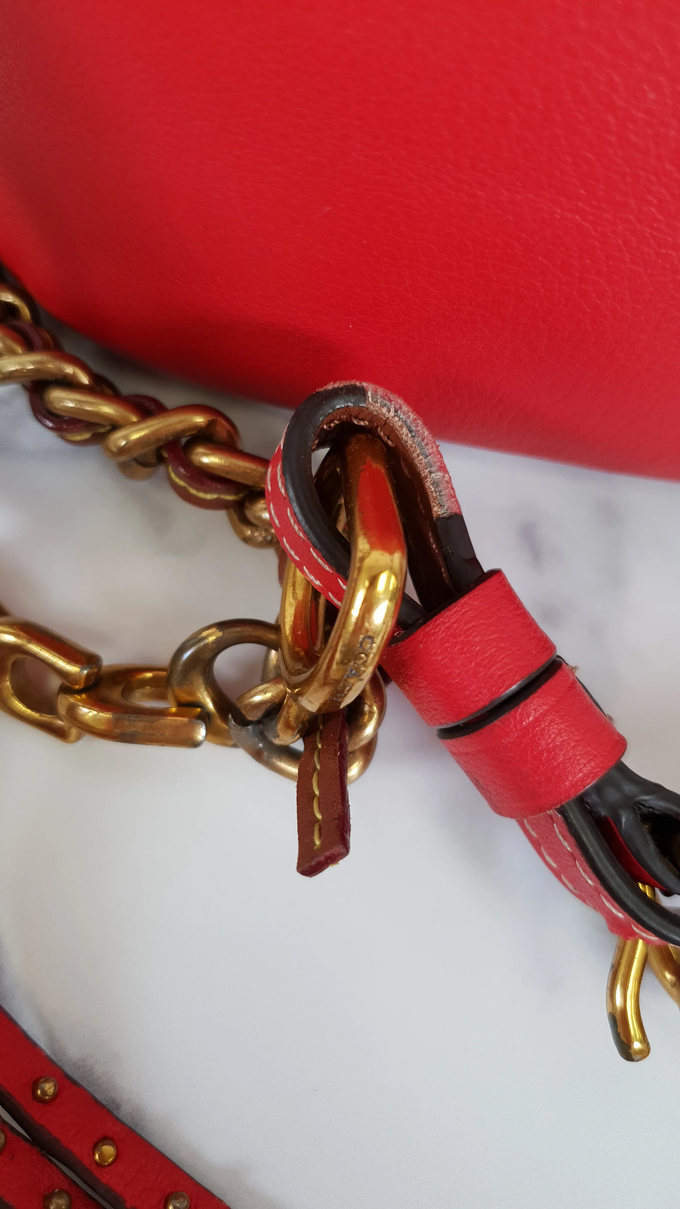 Coach 1941 Mini Duffle 12 Bag in Red smooth Glovetanned Leather with Zip Top & Border Rivets- Crossbody bag - Coach 32880 - Image 8