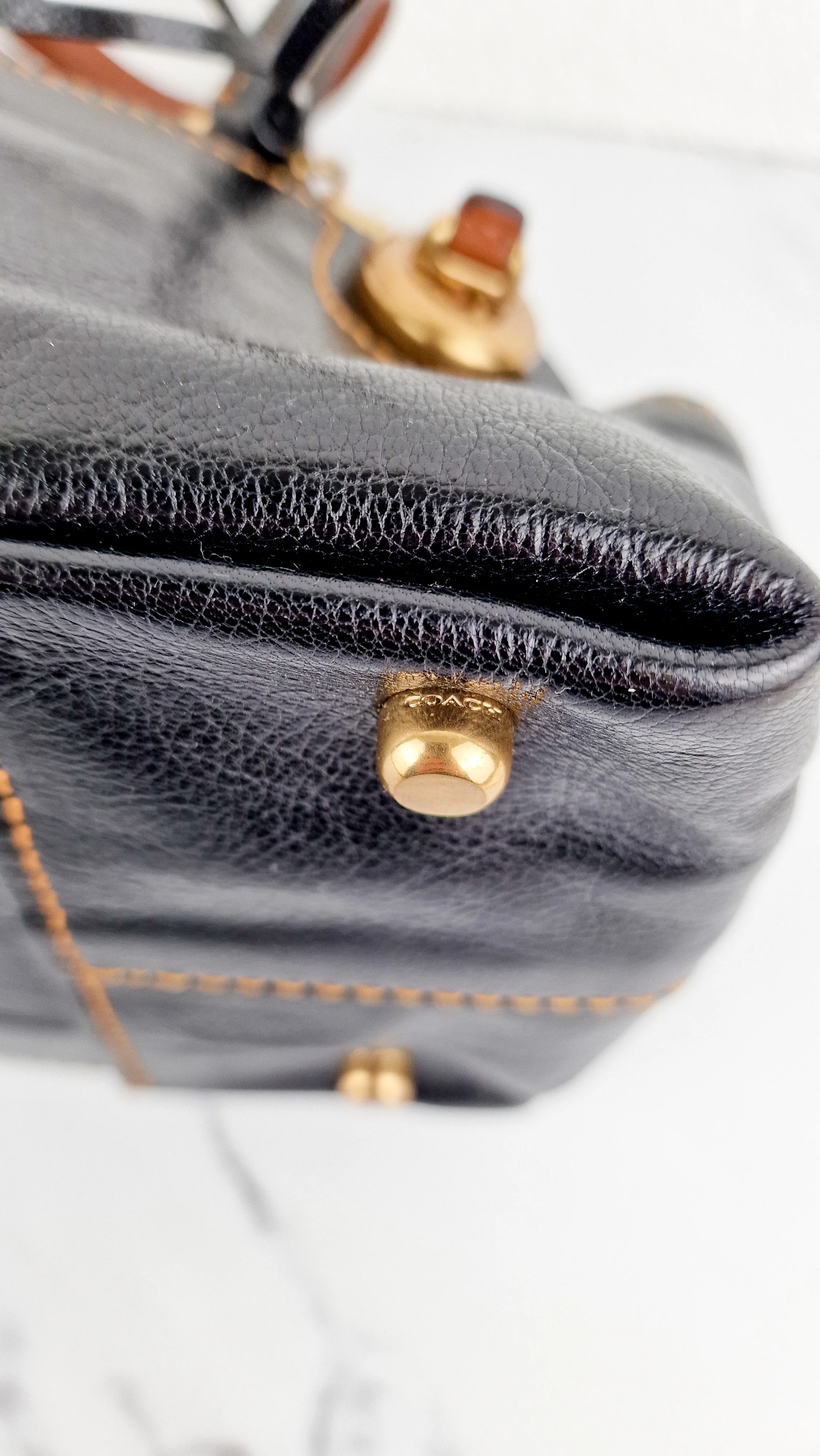 Coach 1941 Outlaw Satchel Bag in Black Polished Grain Leather - Shoulder Bag Handbag - Coach 38190 - Image 13