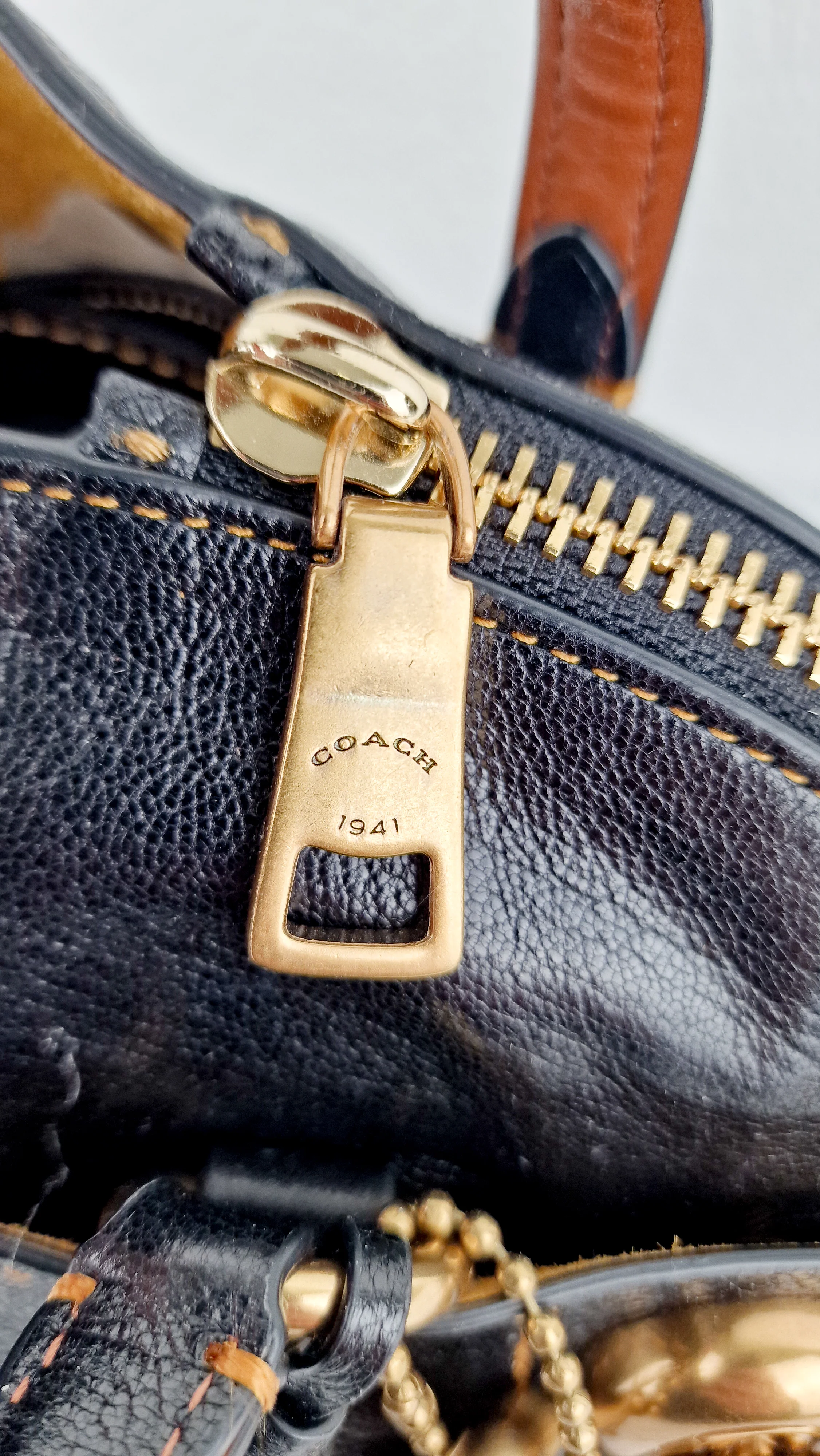 Coach 1941 Outlaw Satchel Bag in Black Polished Grain Leather - Shoulder Bag Handbag - Coach 38190 - Image 6