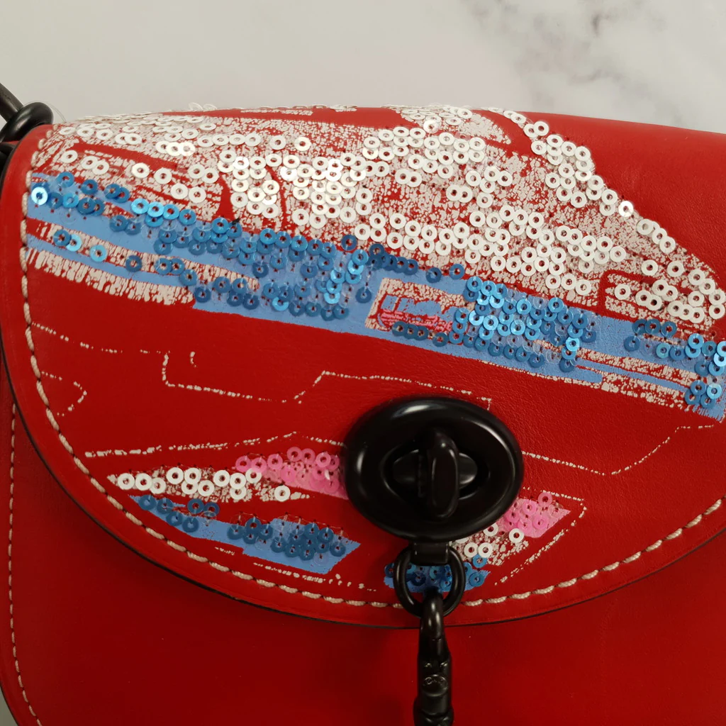 Coach 1941 Red Saddle 17 Bag with Sequin Emblem Coupe Rally Car - Limited Edition - Image 4