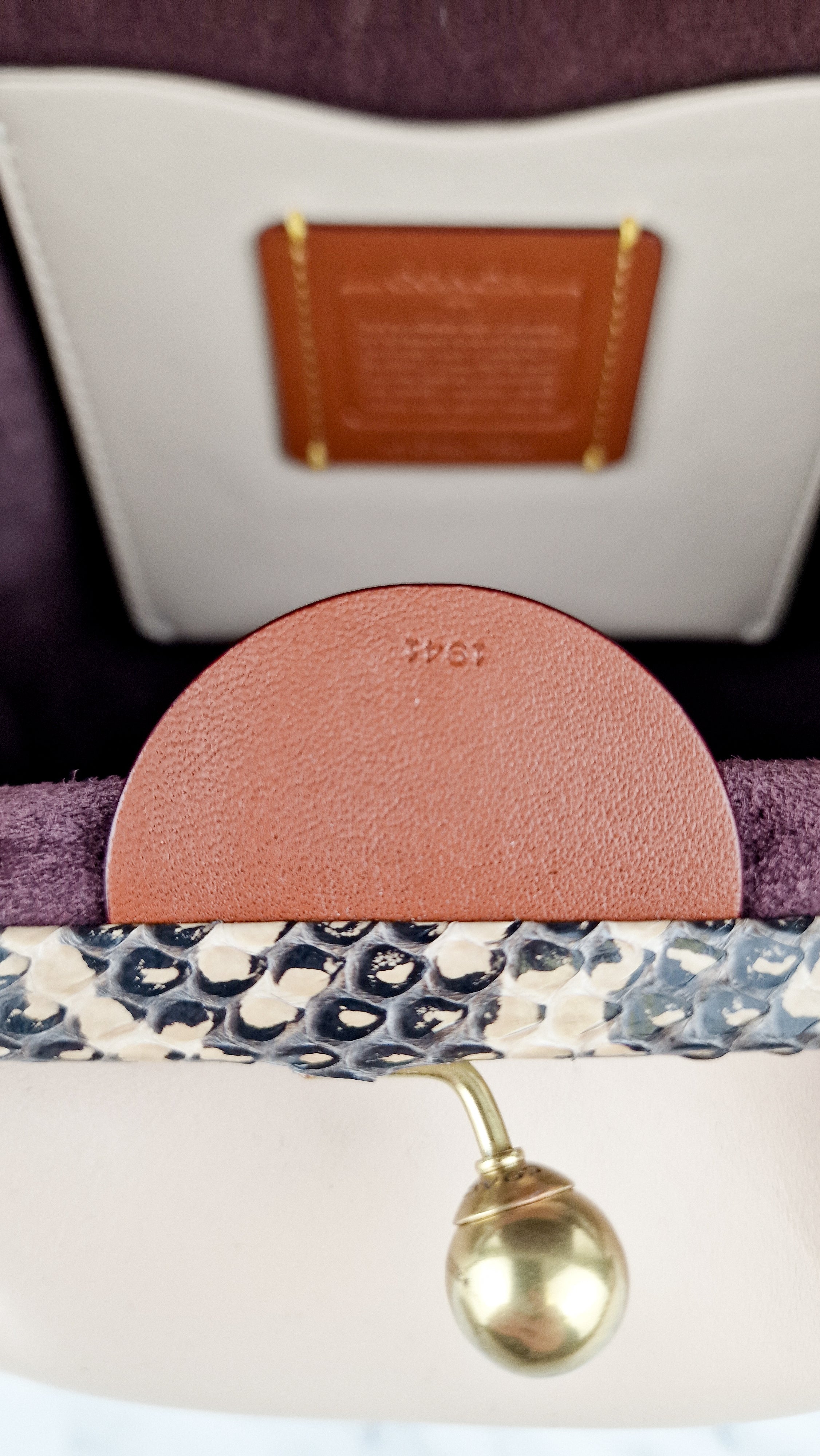 Coach 1941 Rider Bag 24 Crossbody Snakeskin in Beige Sand Cream Smooth Leather - Coach 75501 - Image 12