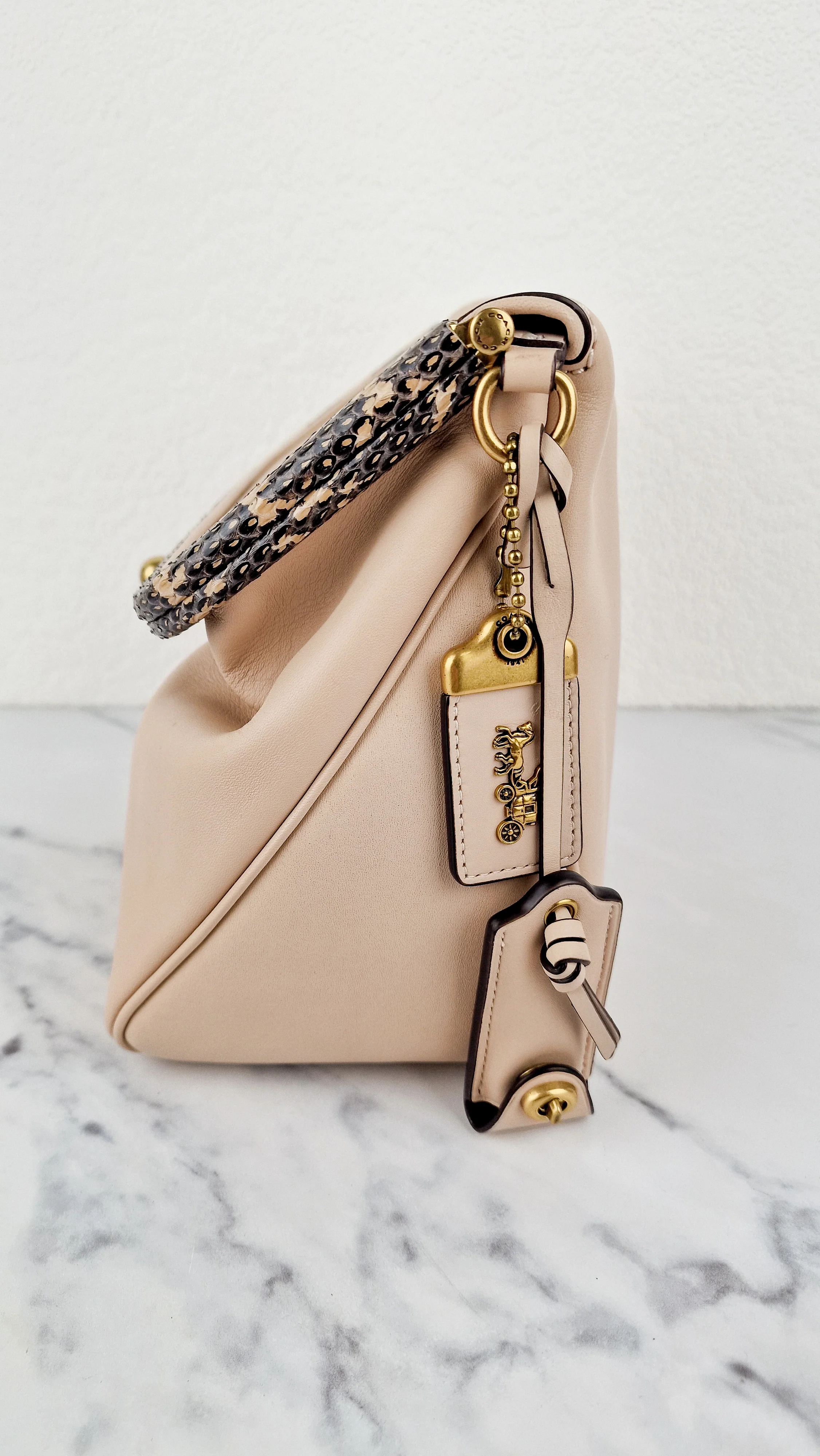 Coach 1941 Rider Bag 24 Crossbody Snakeskin in Beige Sand Cream Smooth Leather - Coach 75501 - Image 5