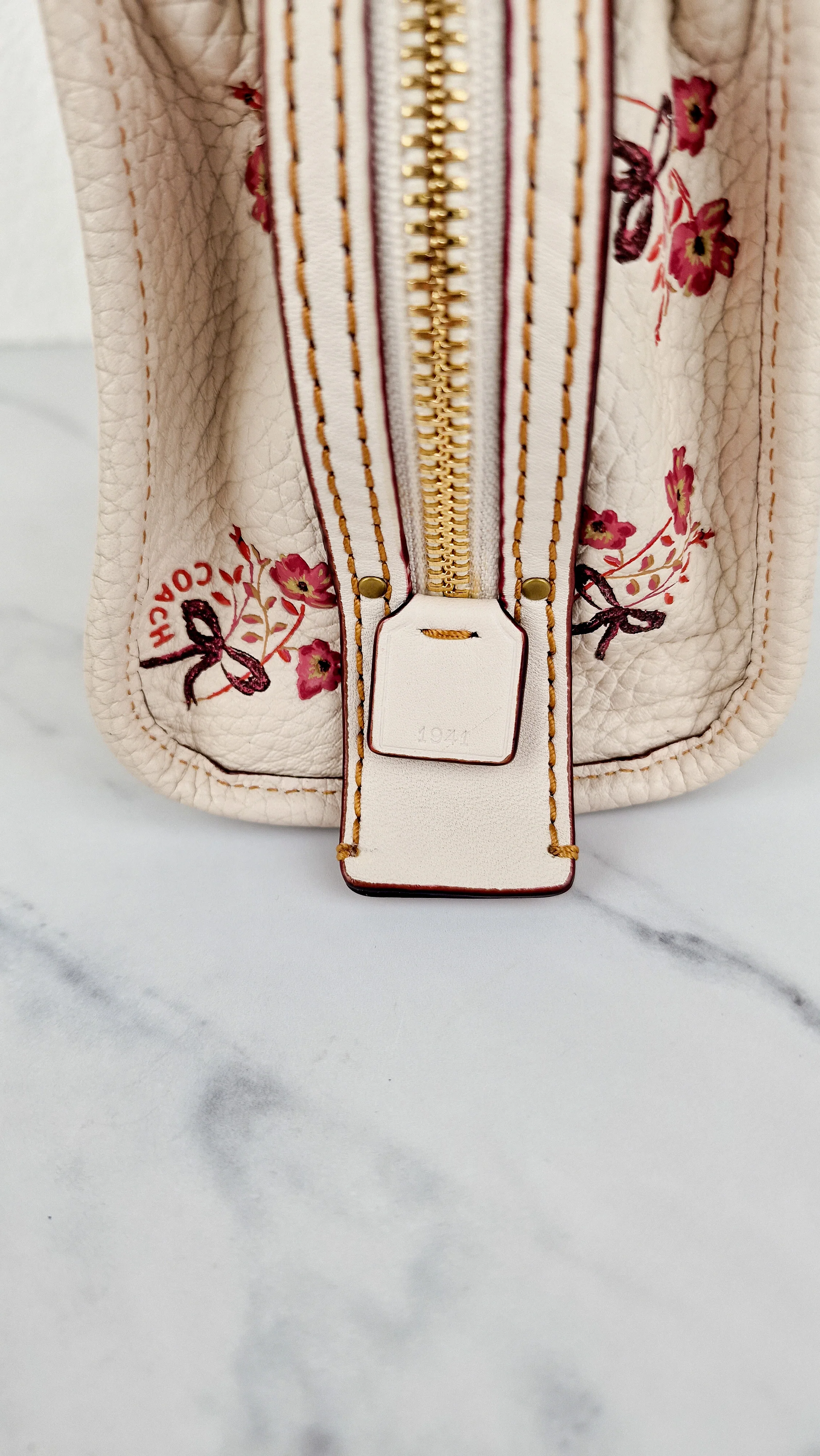 Coach 1941 Rogue 17 Floral Bow Chalk White Crossbody Bag Mini Bag in Pebbled Leather - Coach 26835 - Image 8