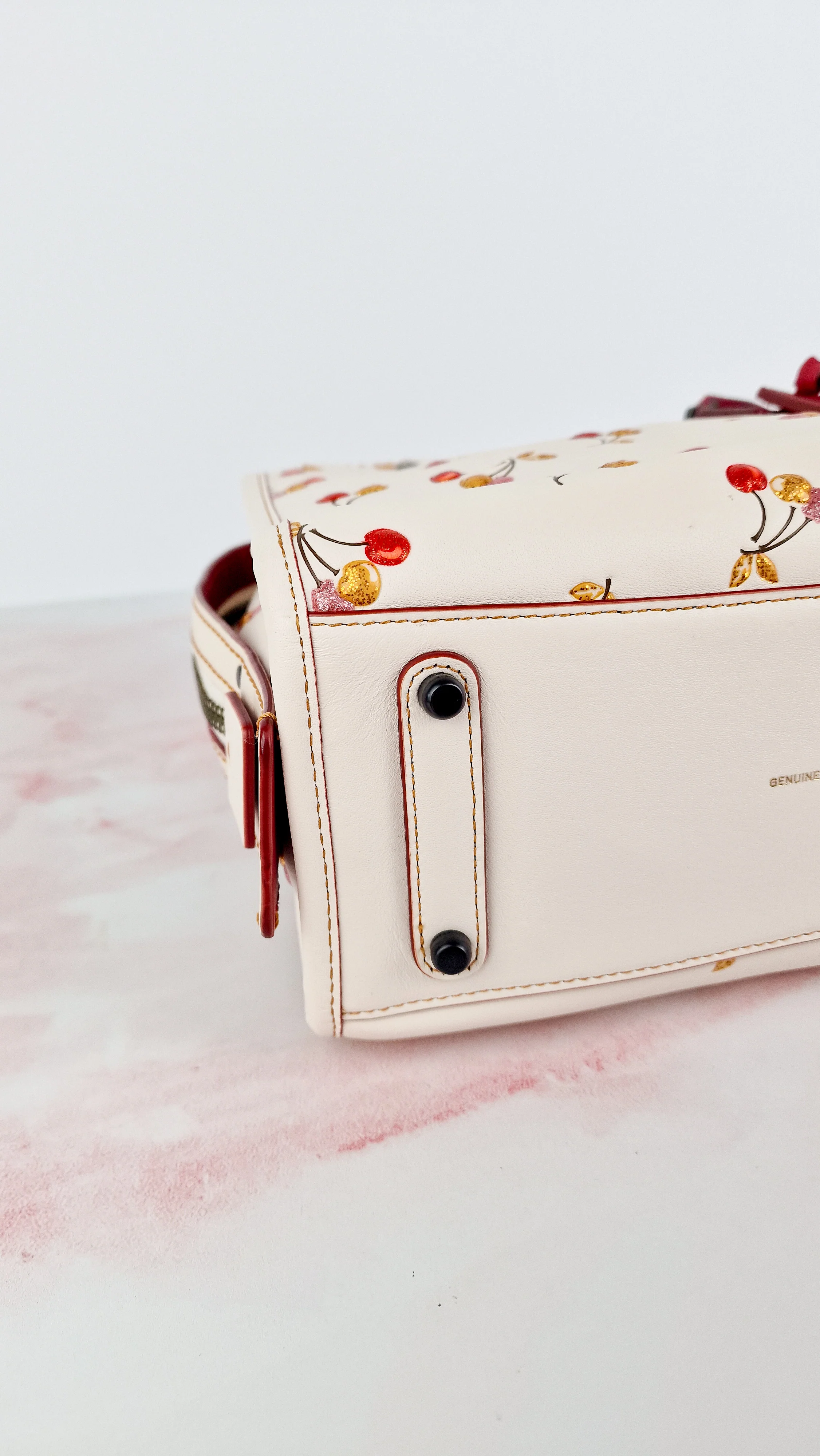Coach 1941 Rogue 25 in Chalk White with Cherries Cherry Bag - Shoulder Bag Handbag in Smooth Leather - Coach 21636 - Image 15
