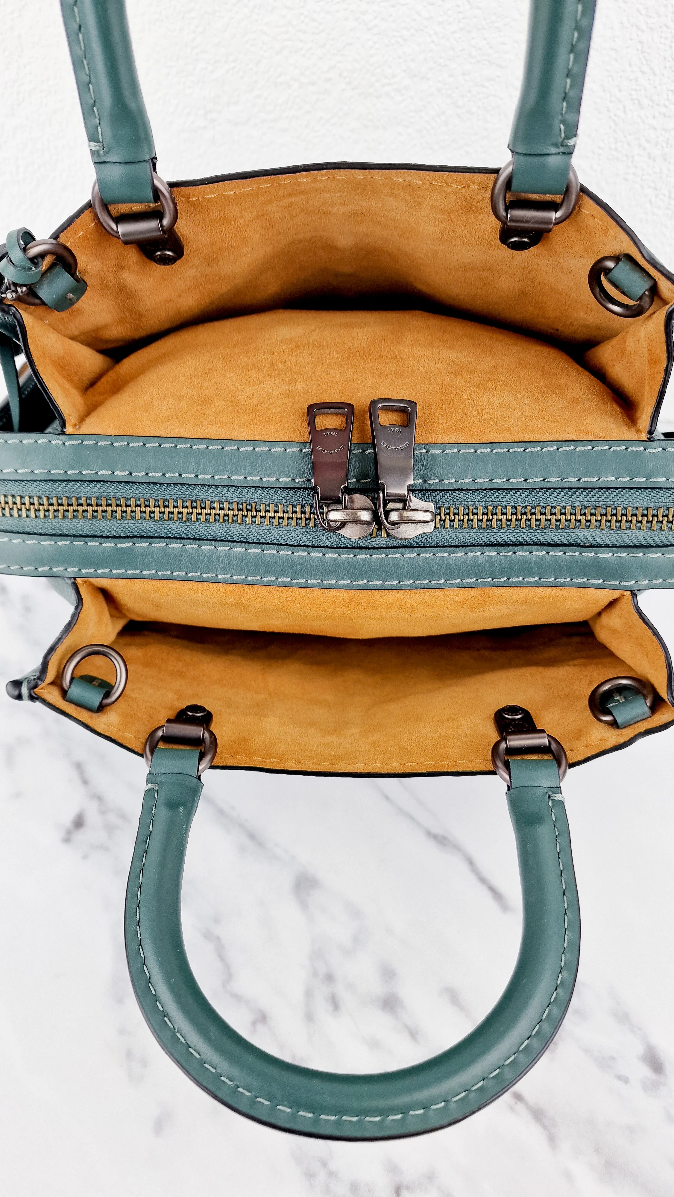 Coach 1941 Rogue 25 in Dark Turquoise With Prairie Rivets Pebble Leather Satchel - Coach 21590 - Image 14