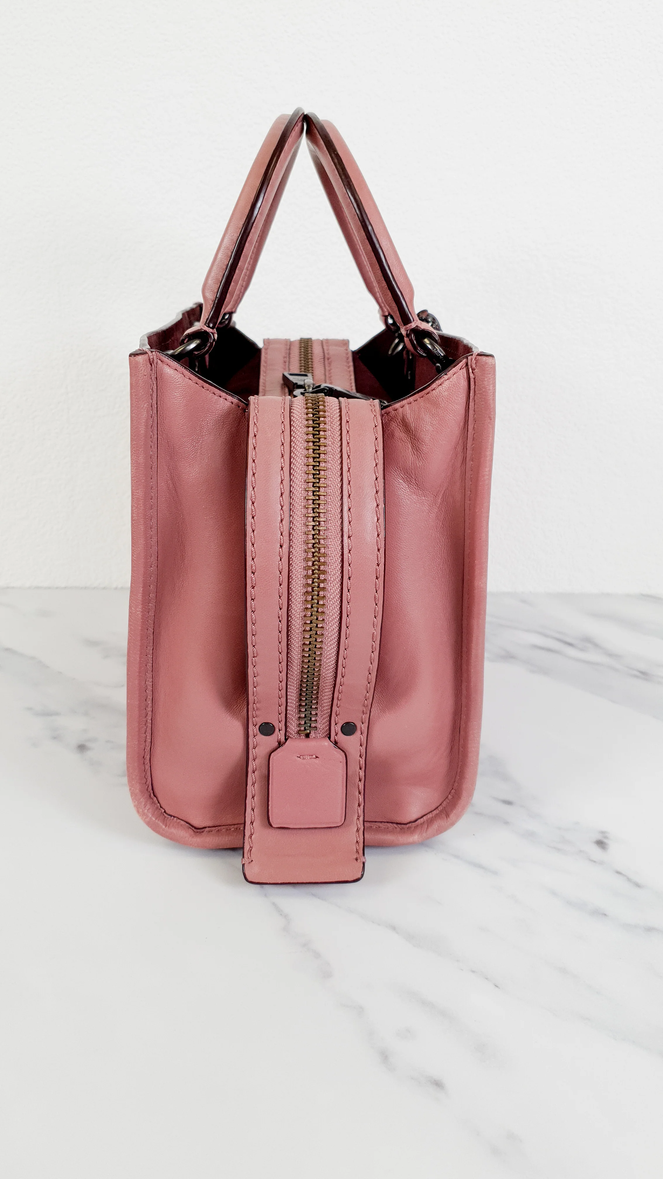 Coach 1941 Rogue 25 in Dusty Rose Pink Quilted Studded Chevron Nappa Leather - Shoulder Bag Handbag - Coach 22797 - Image 10