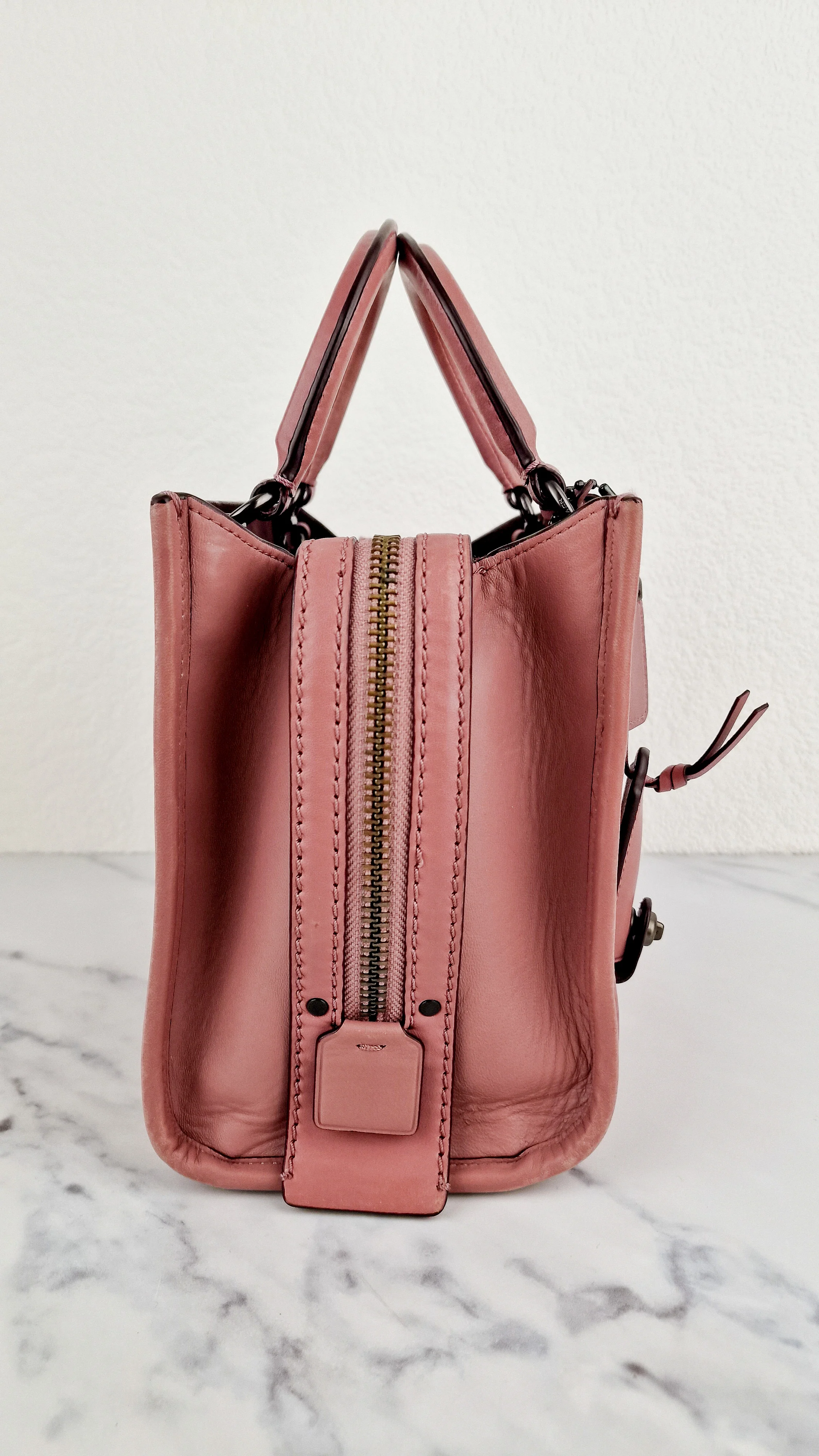 Coach 1941 Rogue 25 in Dusty Rose Pink Quilted Studded Chevron Smooth Nappa Leather - Shoulder Bag Handbag - Coach 22797 - Image 13