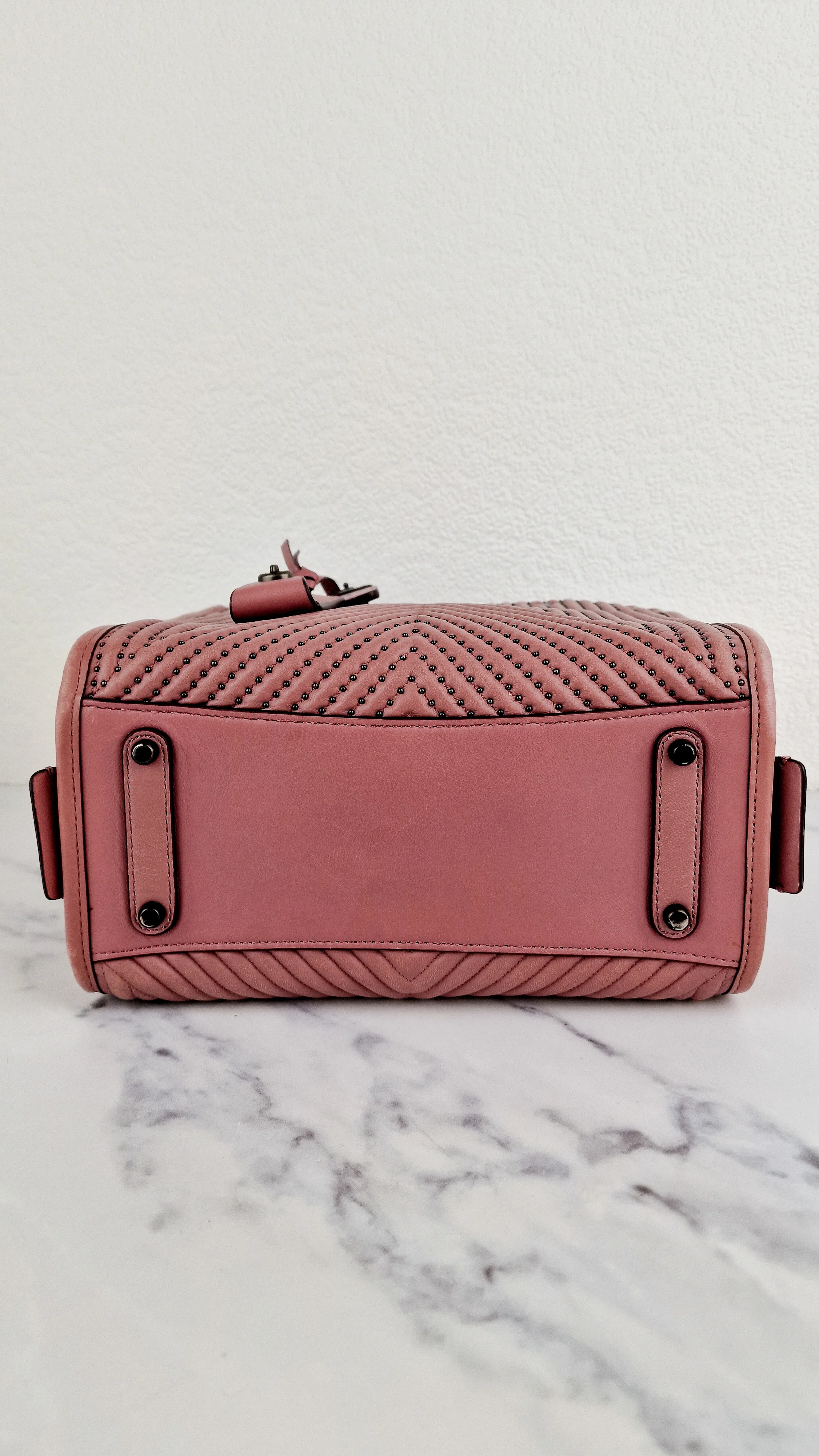 Coach 1941 Rogue 25 in Dusty Rose Pink Quilted Studded Chevron Smooth Nappa Leather - Shoulder Bag Handbag - Coach 22797 - Image 14