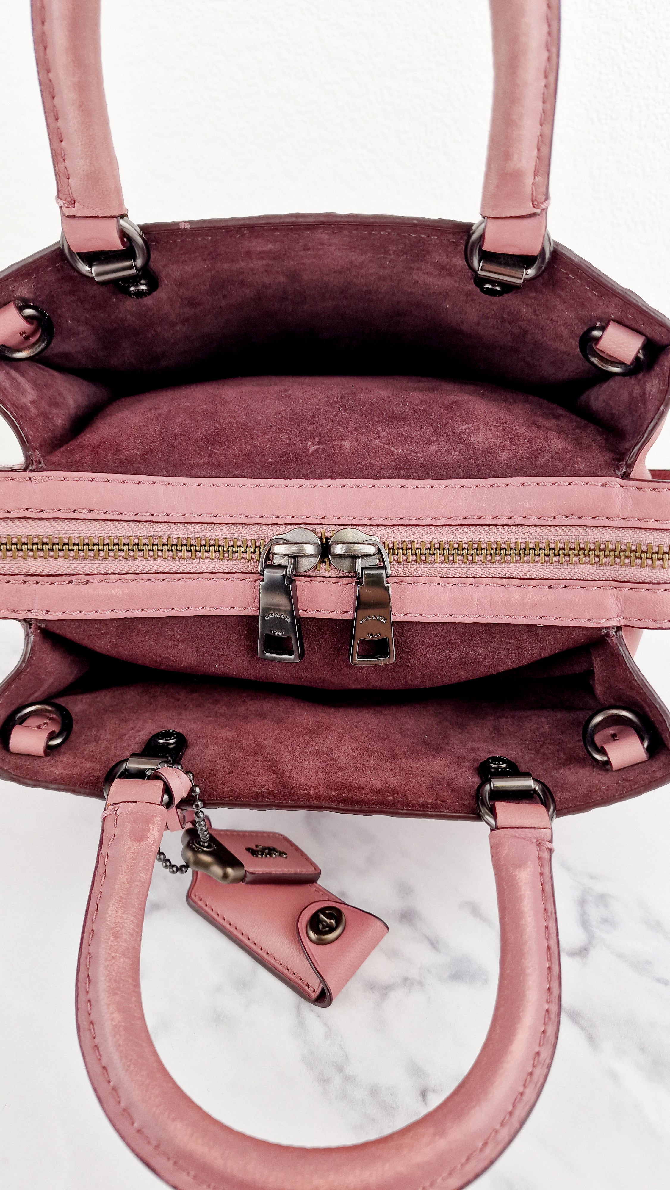 Coach 1941 Rogue 25 in Dusty Rose Pink Quilted Studded Chevron Smooth Nappa Leather - Shoulder Bag Handbag - Coach 22797 - Image 17
