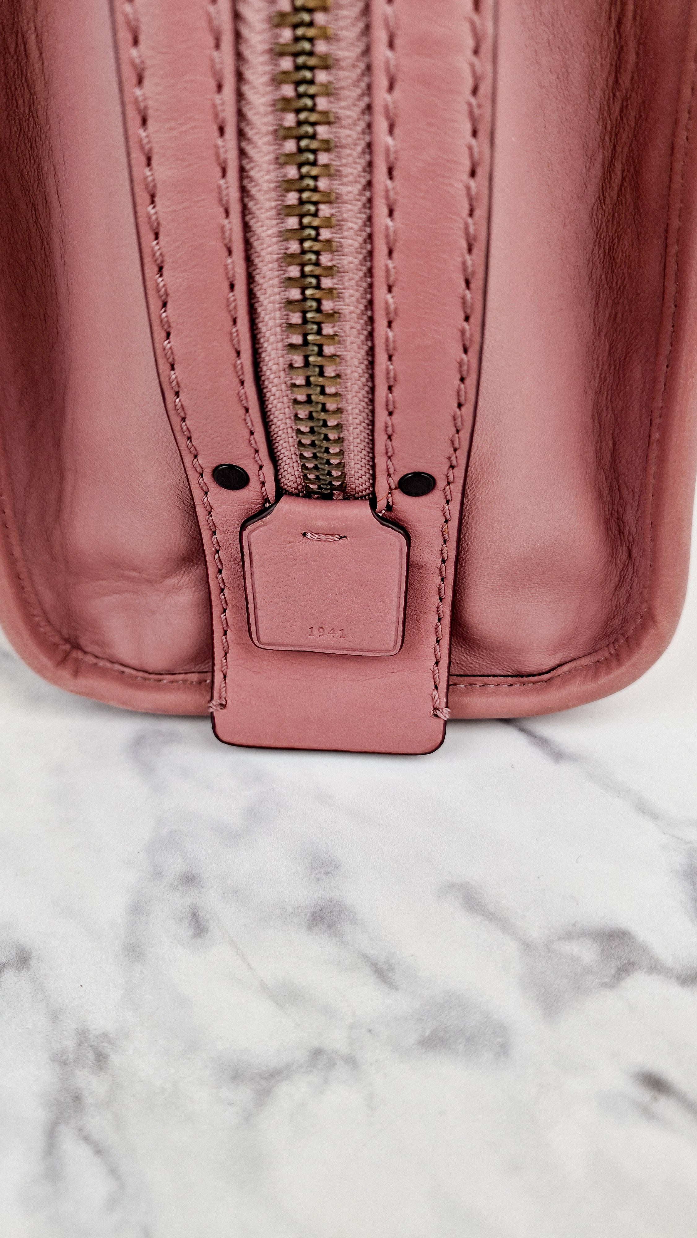 Coach 1941 Rogue 25 in Dusty Rose Pink Quilted Studded Chevron Smooth Nappa Leather - Shoulder Bag Handbag - Coach 22797 - Image 9