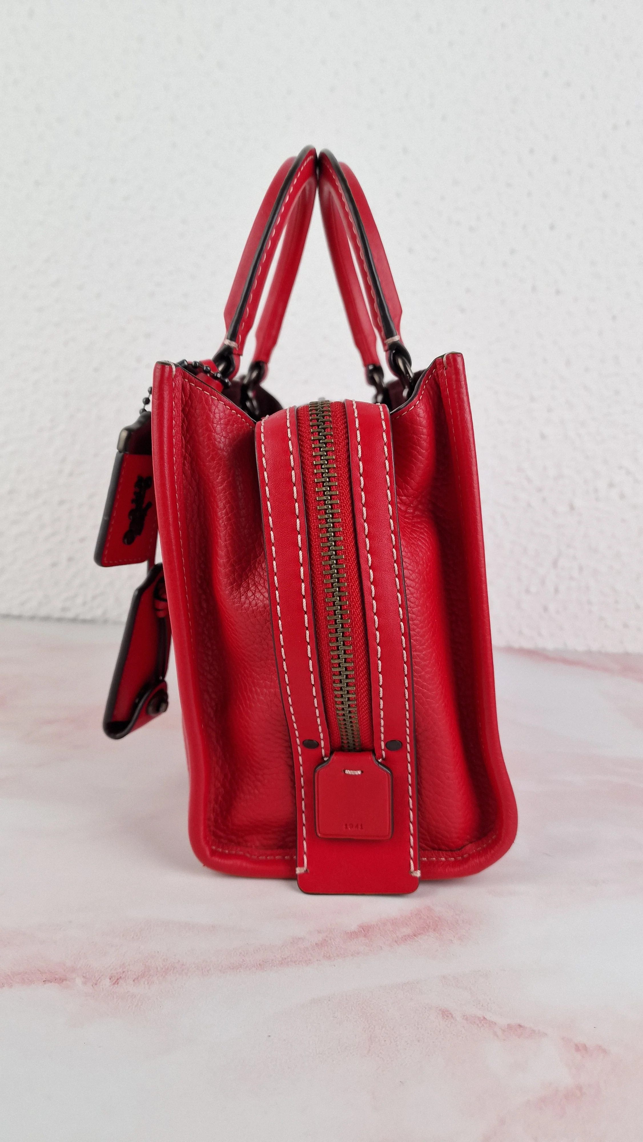 Coach Rogue 25 in 1941 Red Ruby Pebbled Leather Bag - Coach 54536 - Image 9