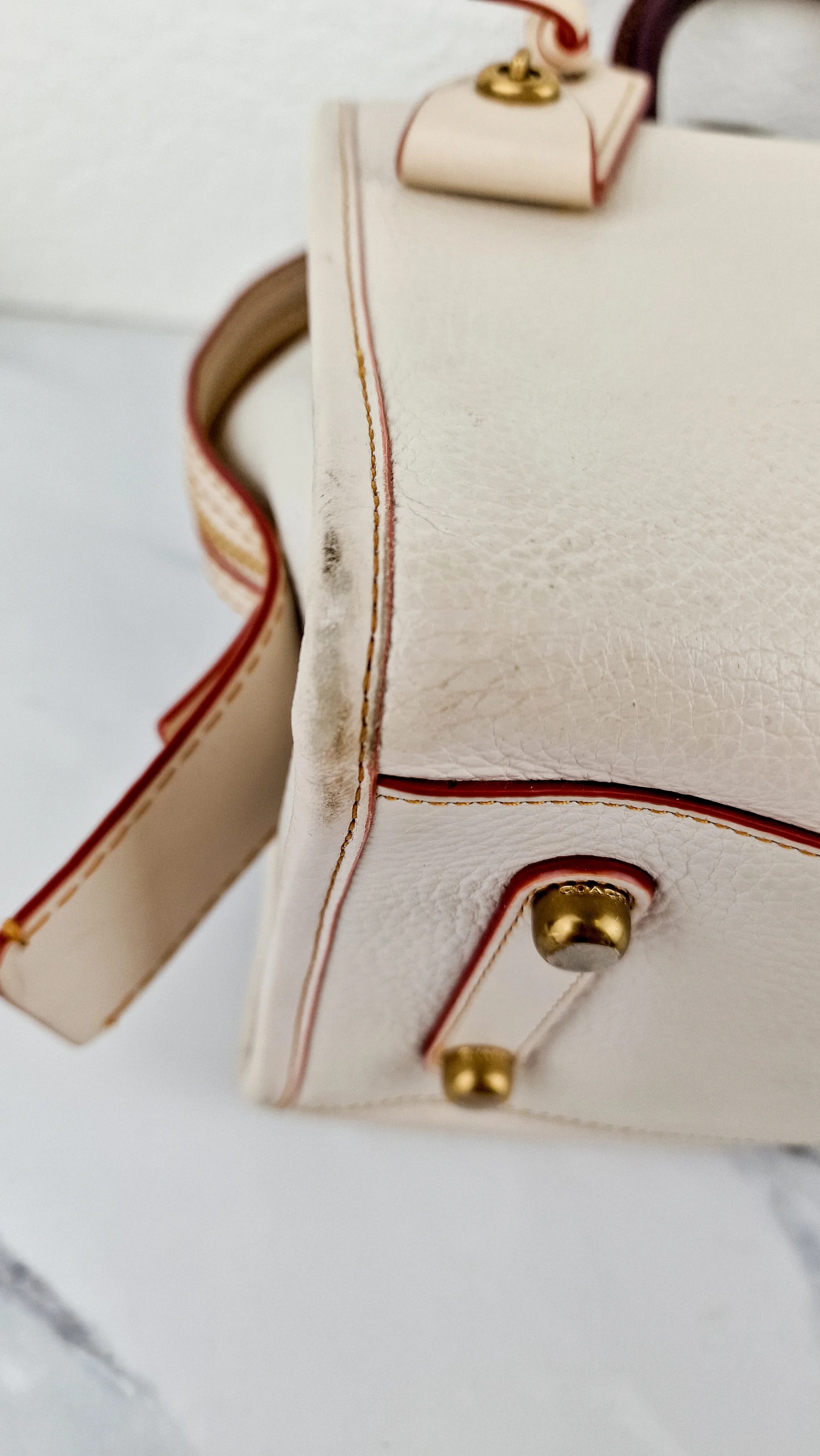 Coach 1941 Rogue 31 in Chalk Pebble Leather - Satchel Handbag - Coach 38124 - Image 15