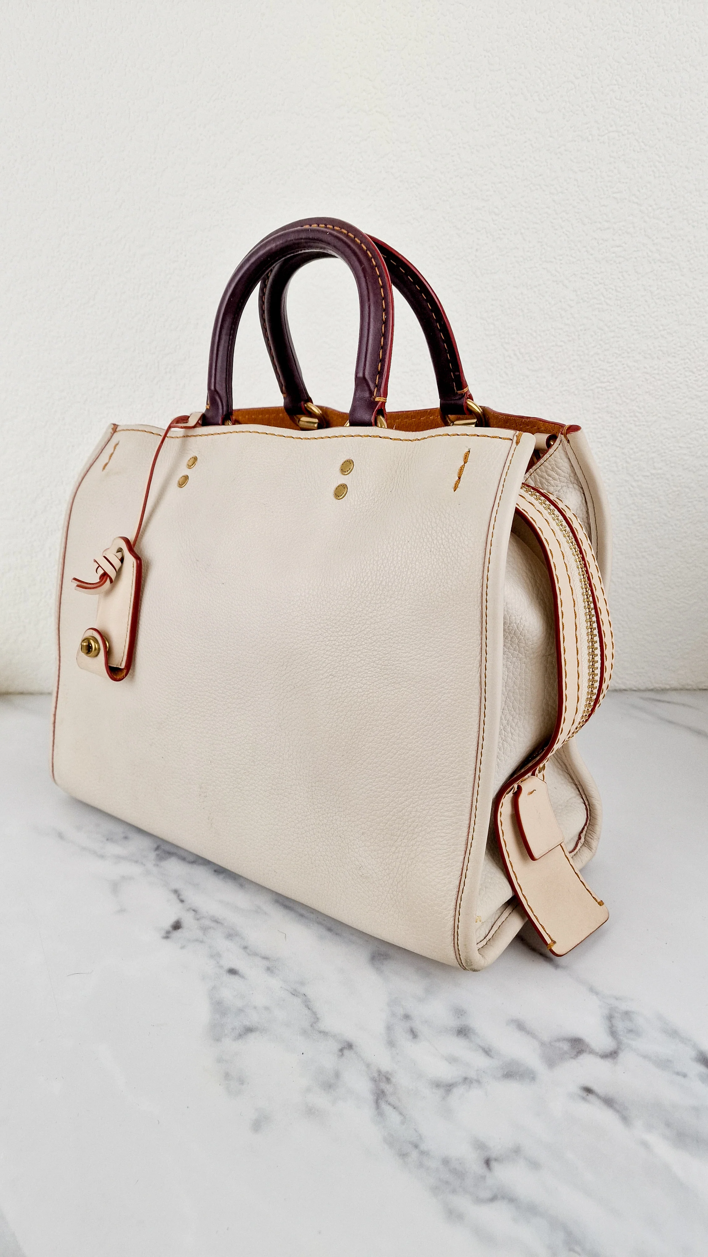 Coach 1941 Rogue 31 in Chalk Pebble Leather - Satchel Handbag - Coach 38124 - Image 5