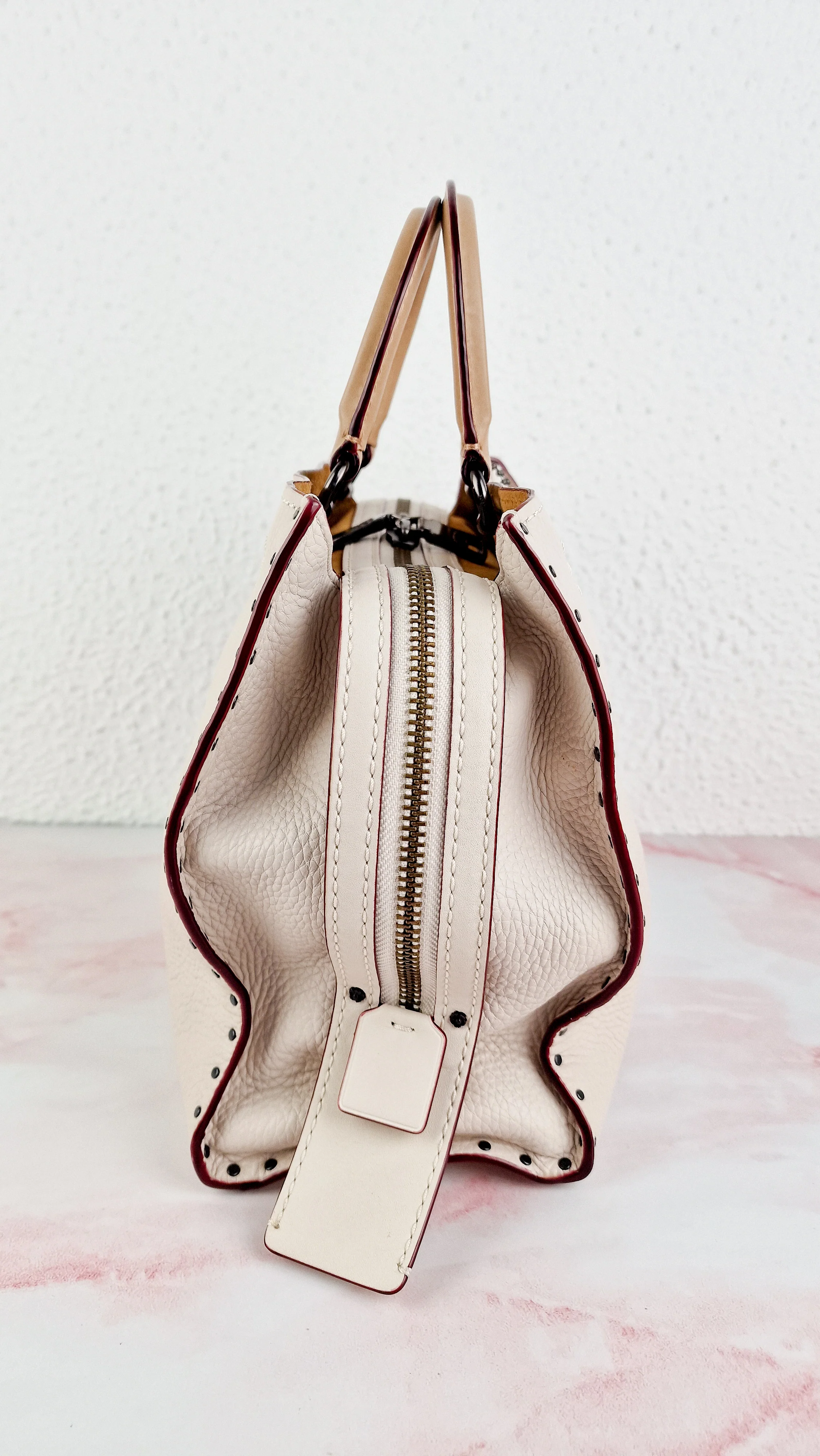 Coach 1941 Rogue 31 in Chalk White Pebble Leather with Border Rivets Tea Rose - Coach 30457 - Image 14