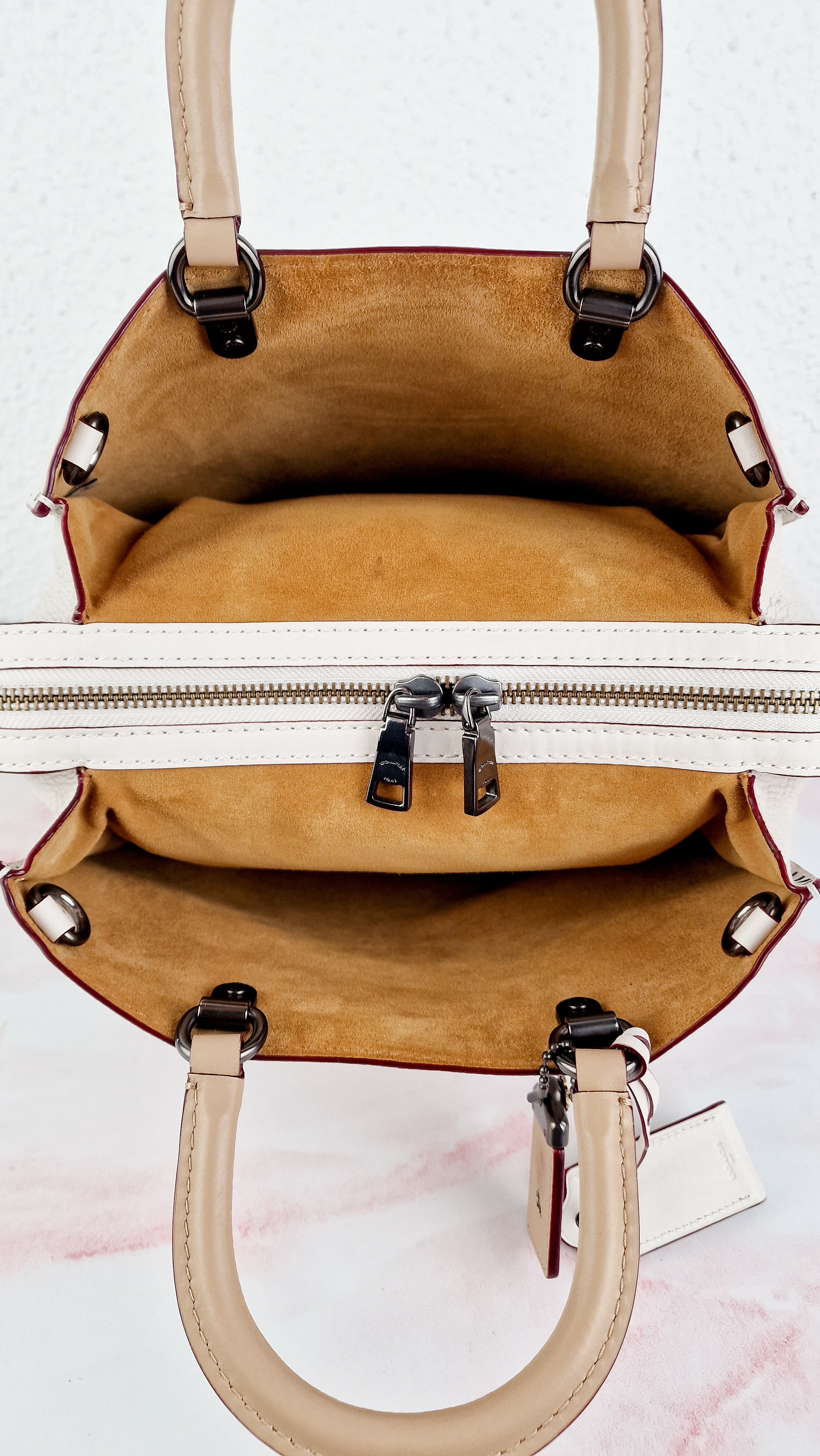 Coach 1941 Rogue 31 in Chalk White Pebble Leather with Border Rivets Tea Rose - Coach 30457 - Image 21
