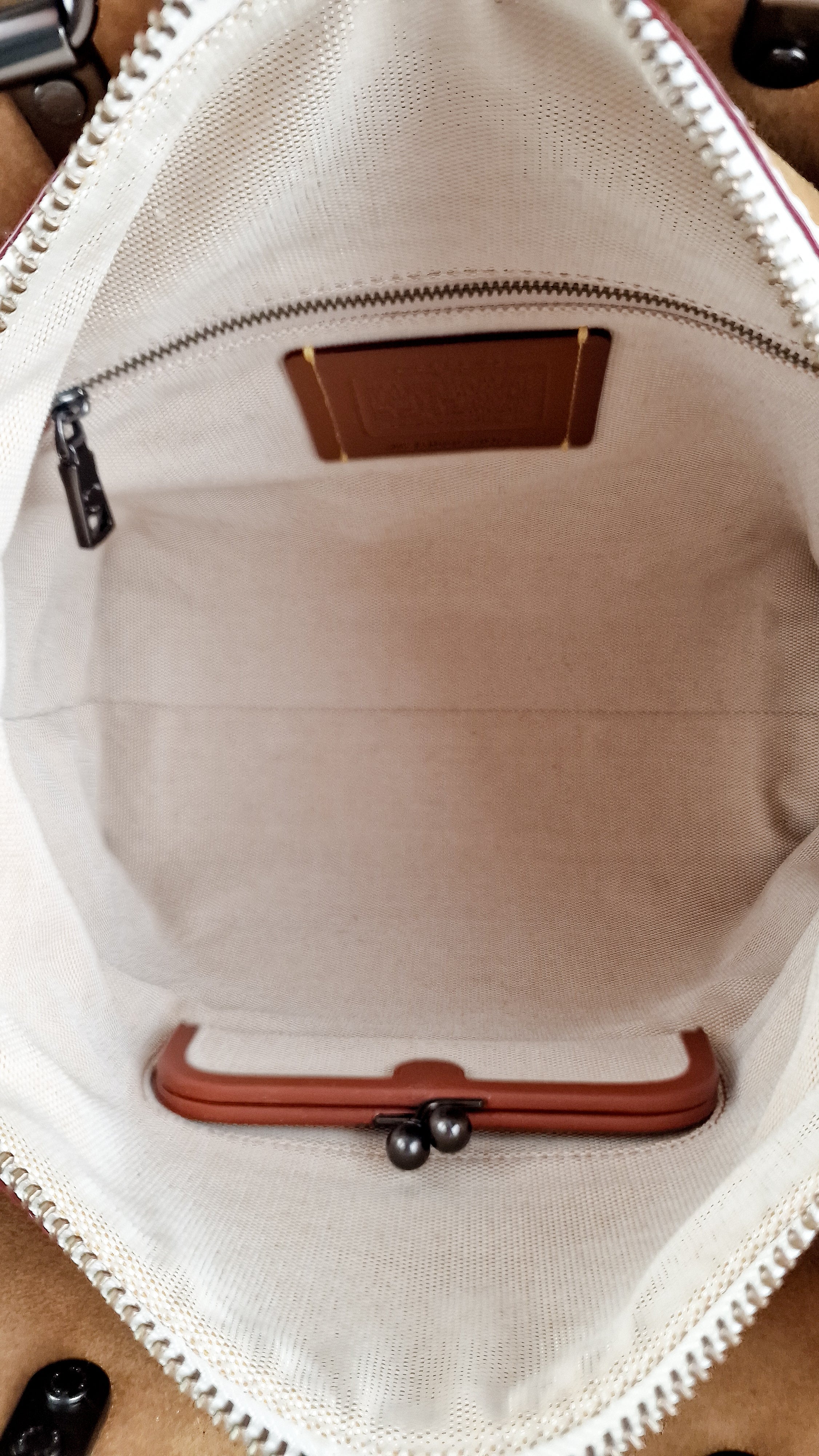 Coach 1941 Rogue 31 in Chalk White Pebble Leather with Border Rivets Tea Rose - Coach 30457 - Image 22