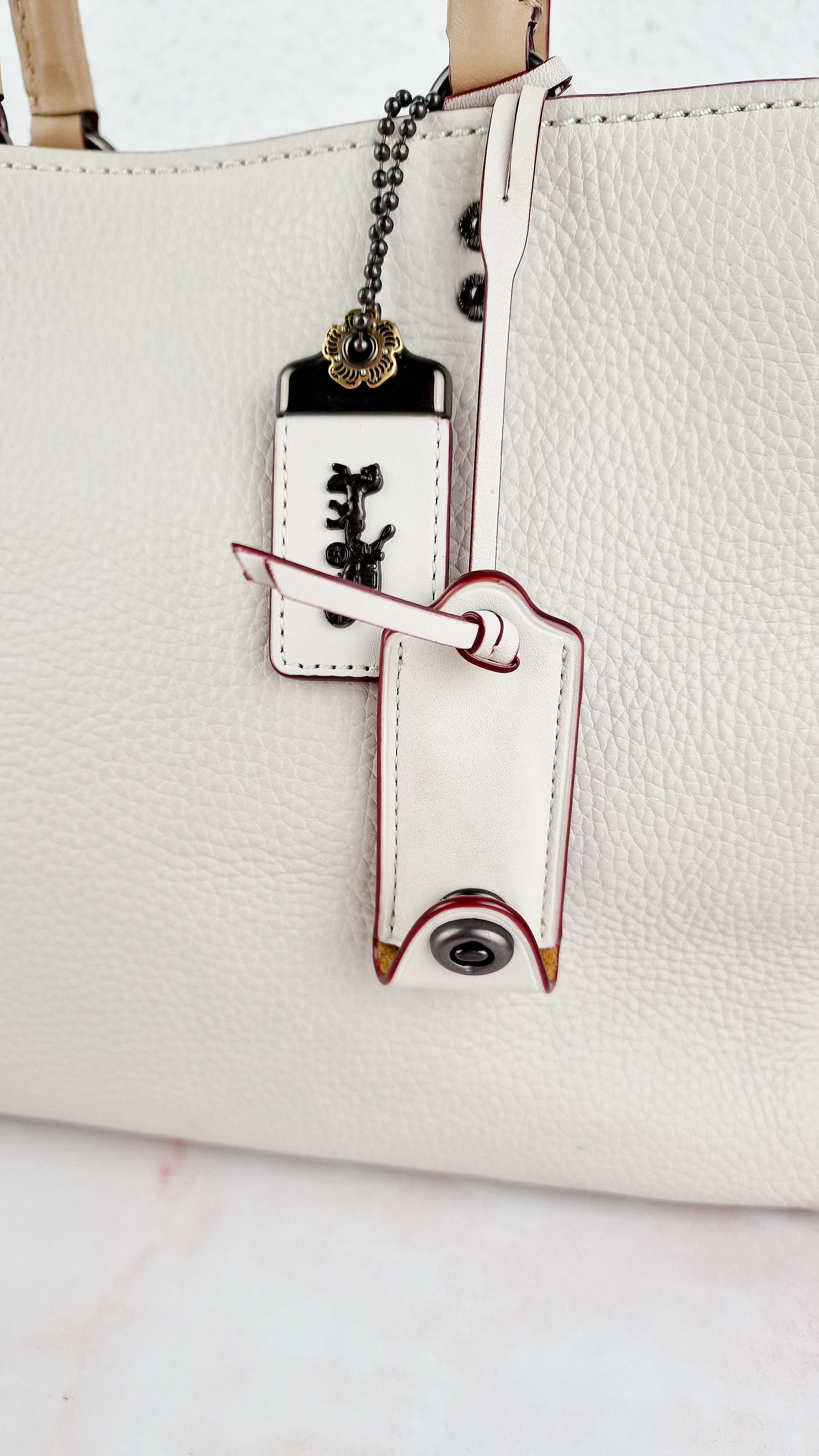 Coach 1941 Rogue 31 in Chalk White Pebble Leather with Border Rivets Tea Rose - Coach 30457 - Image 3
