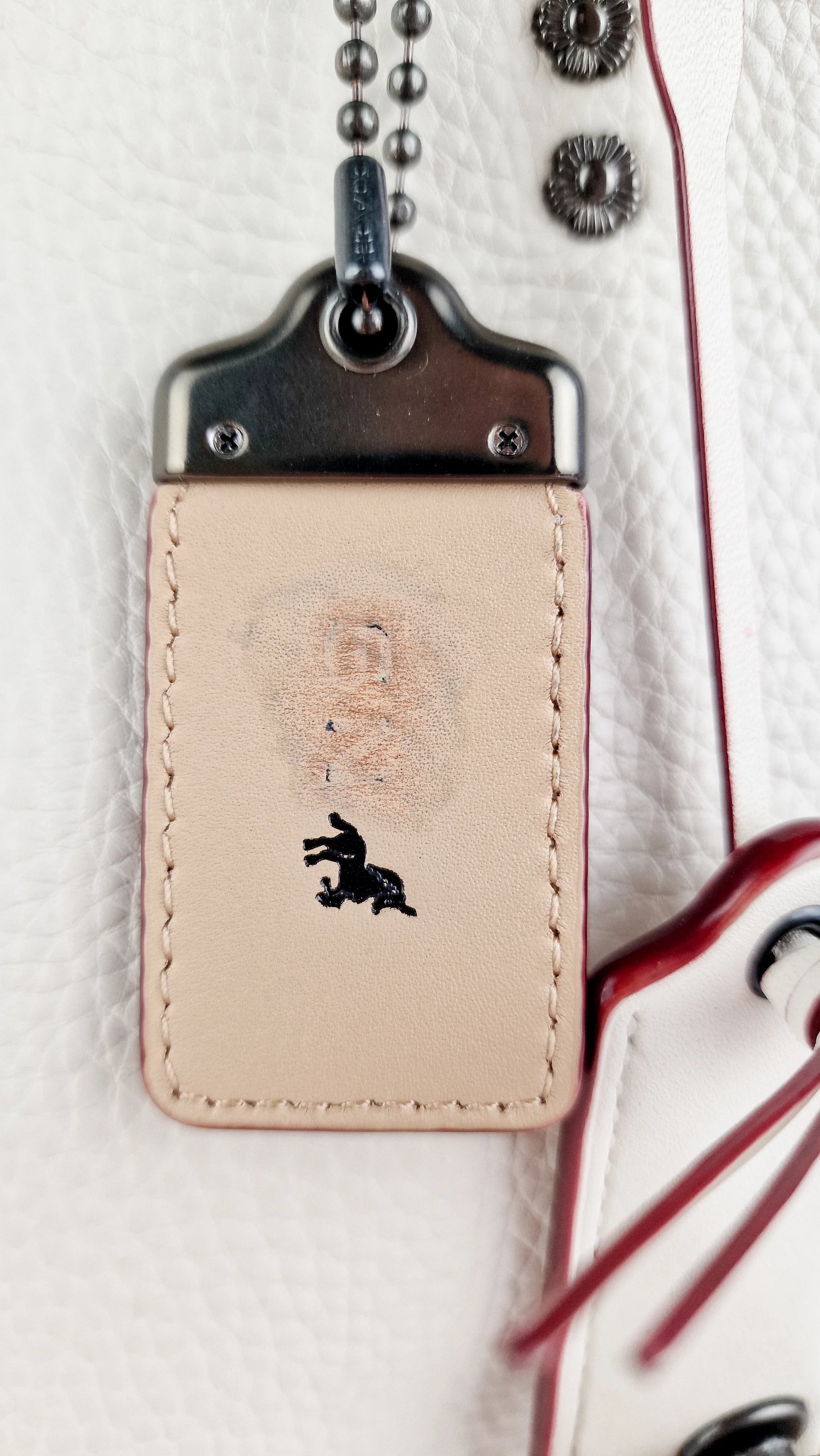 Coach 1941 Rogue 31 in Chalk White Pebble Leather with Border Rivets Tea Rose - Coach 30457 - Image 5