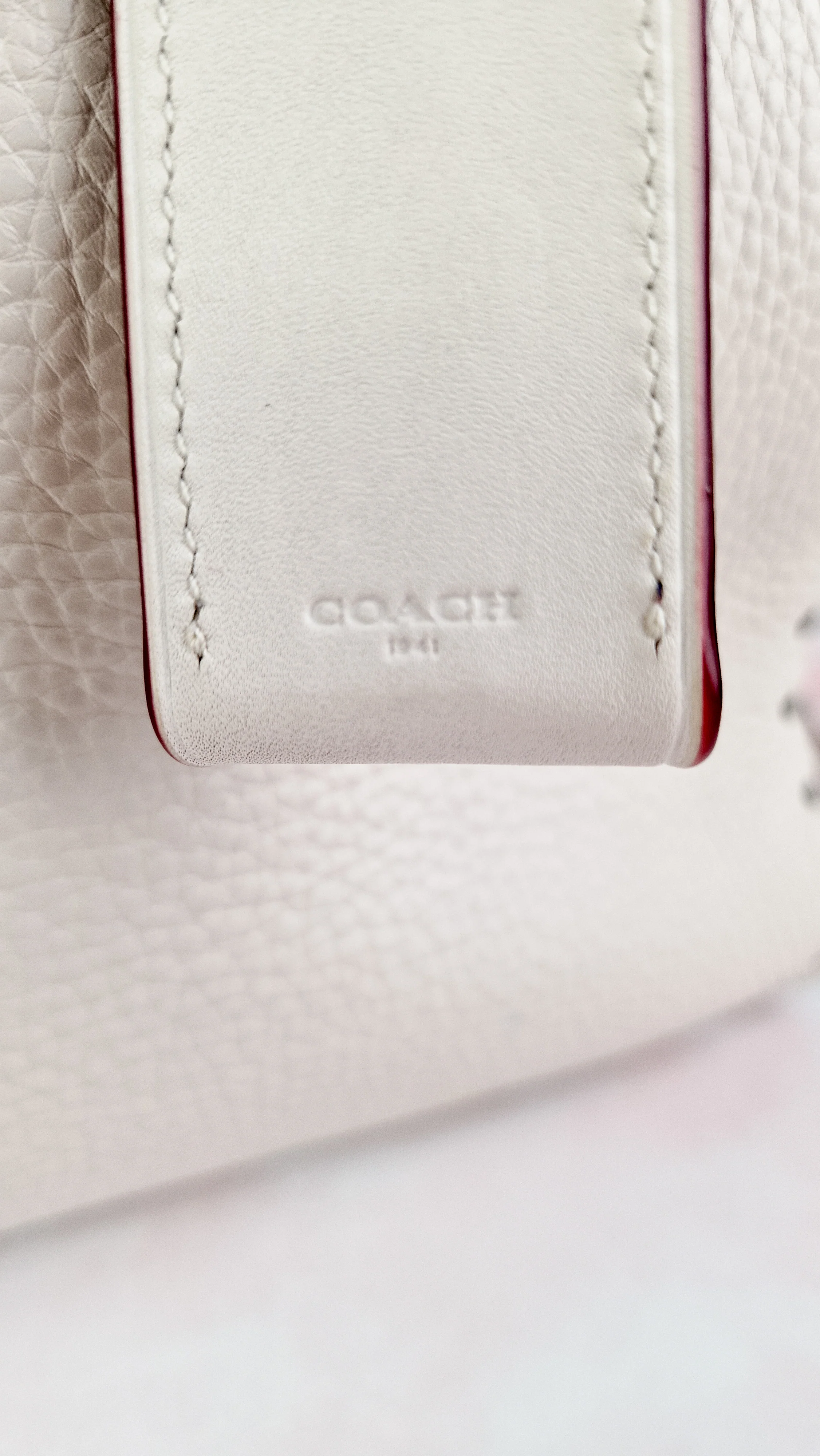 Coach 1941 Rogue 31 in Chalk White Pebble Leather with Border Rivets Tea Rose - Coach 30457 - Image 7