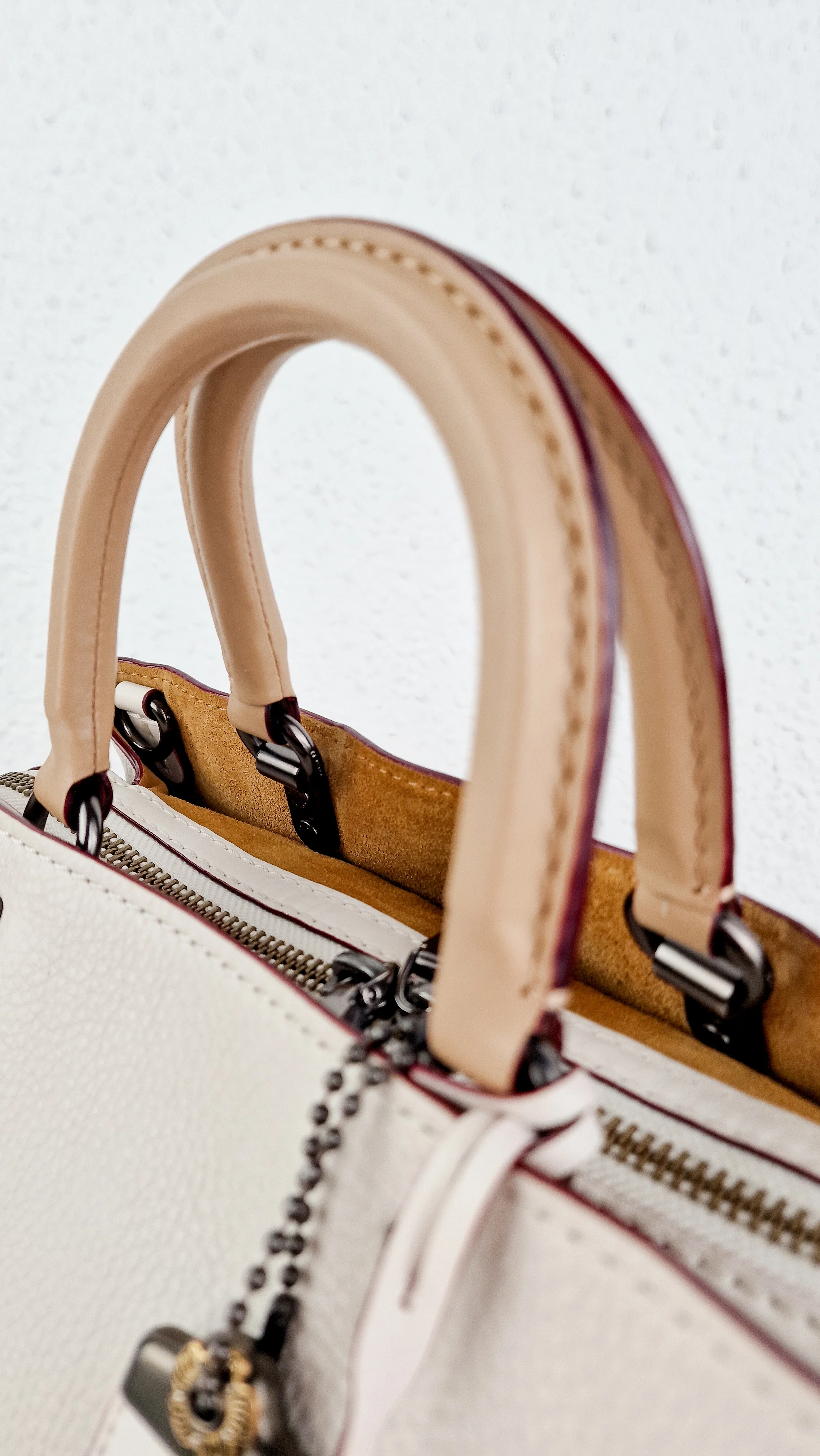 Coach 1941 Rogue 31 in Chalk White Pebble Leather with Border Rivets Tea Rose - Coach 30457 - Image 8