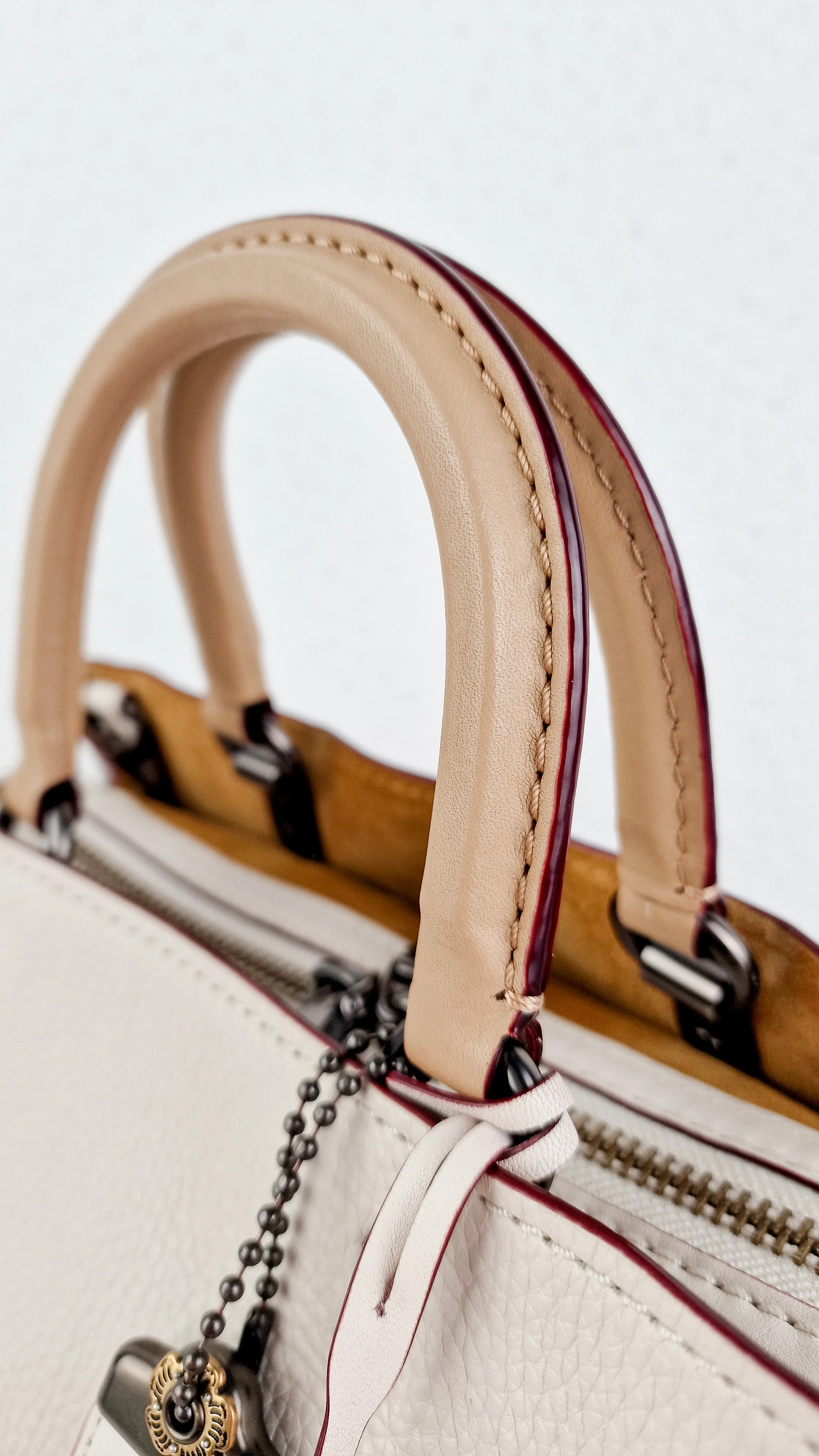 Coach 1941 Rogue 31 in Chalk White Pebble Leather with Border Rivets Tea Rose - Coach 30457 - Image 9