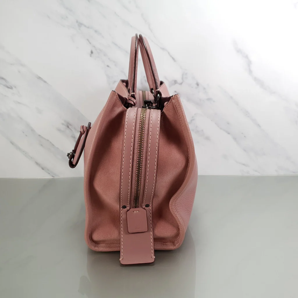 Coach 1941 Rogue 31 in Dusty Rose Pink Mixed Leather with Burgundy Suede - Pebbled Leather Handbag - Image 4
