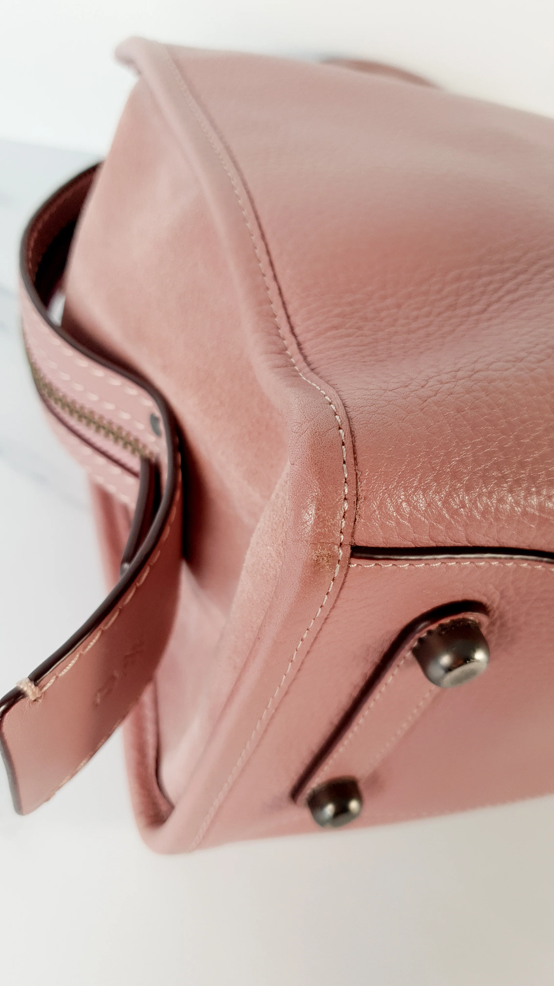 Coach 1941 Rogue 31 in Dusty Rose Pink Mixed Leather with Burgundy Suede - Satchel Handbag - Image 13