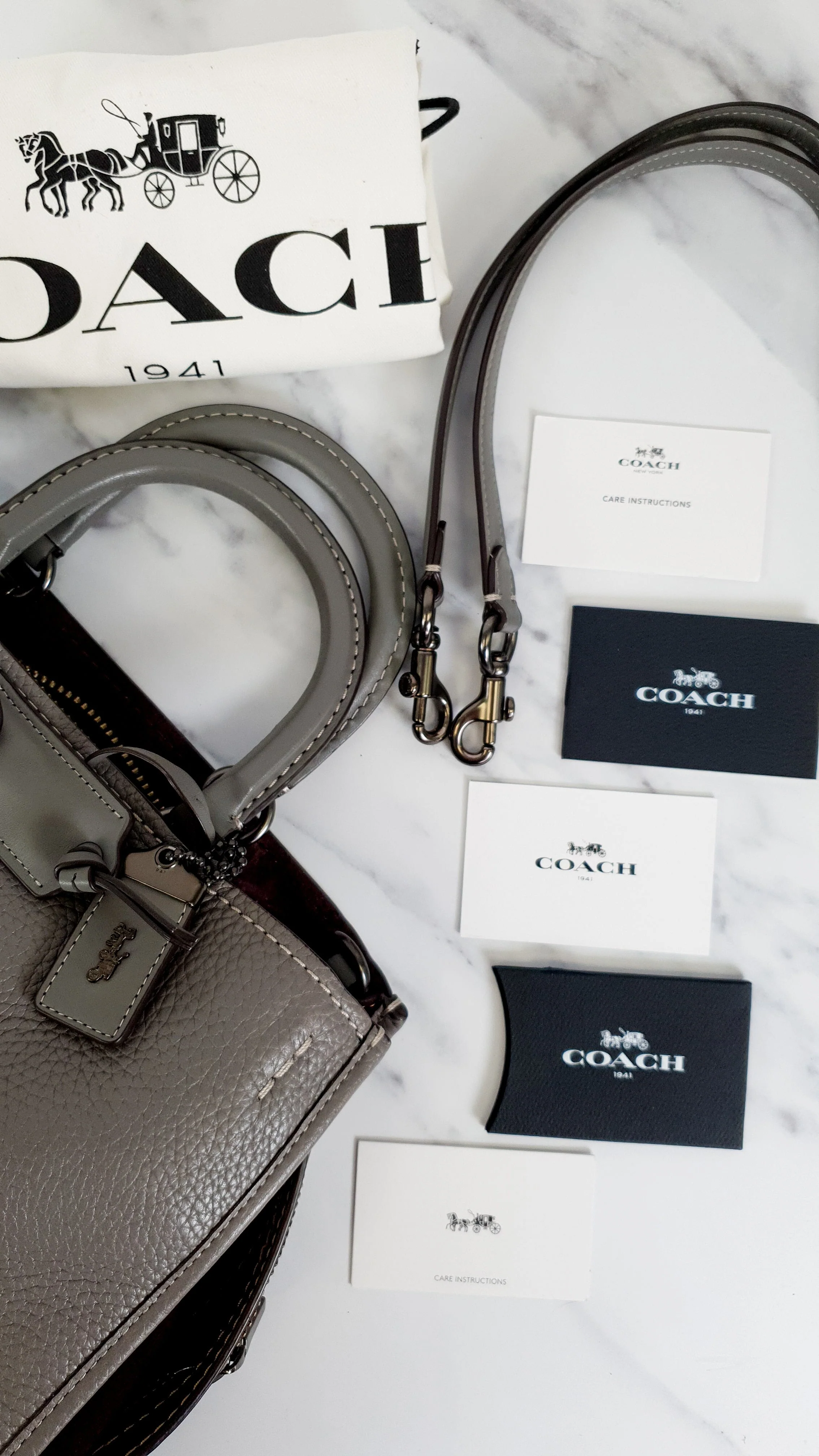 Coach 1941 Rogue 31 in Heather Grey Pebbled Leather with Oxblood Suede Sides Colorblock - Satchel Handbag - Coach 23755 - Image 16
