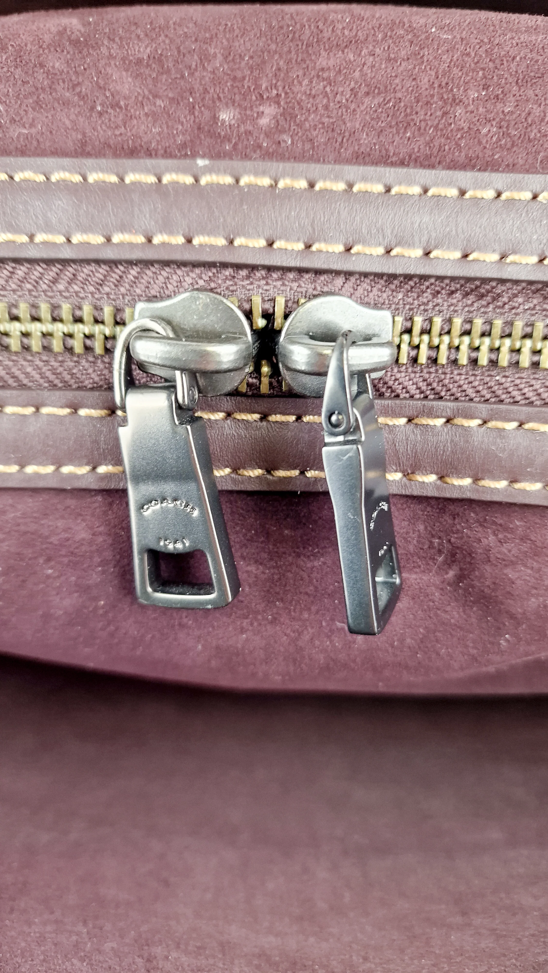Coach 1941 Rogue 31 in Heather Grey Pebbled Leather with Oxblood Suede Sides Colorblock Satchel Handbag - Coach 23755 - Image 13