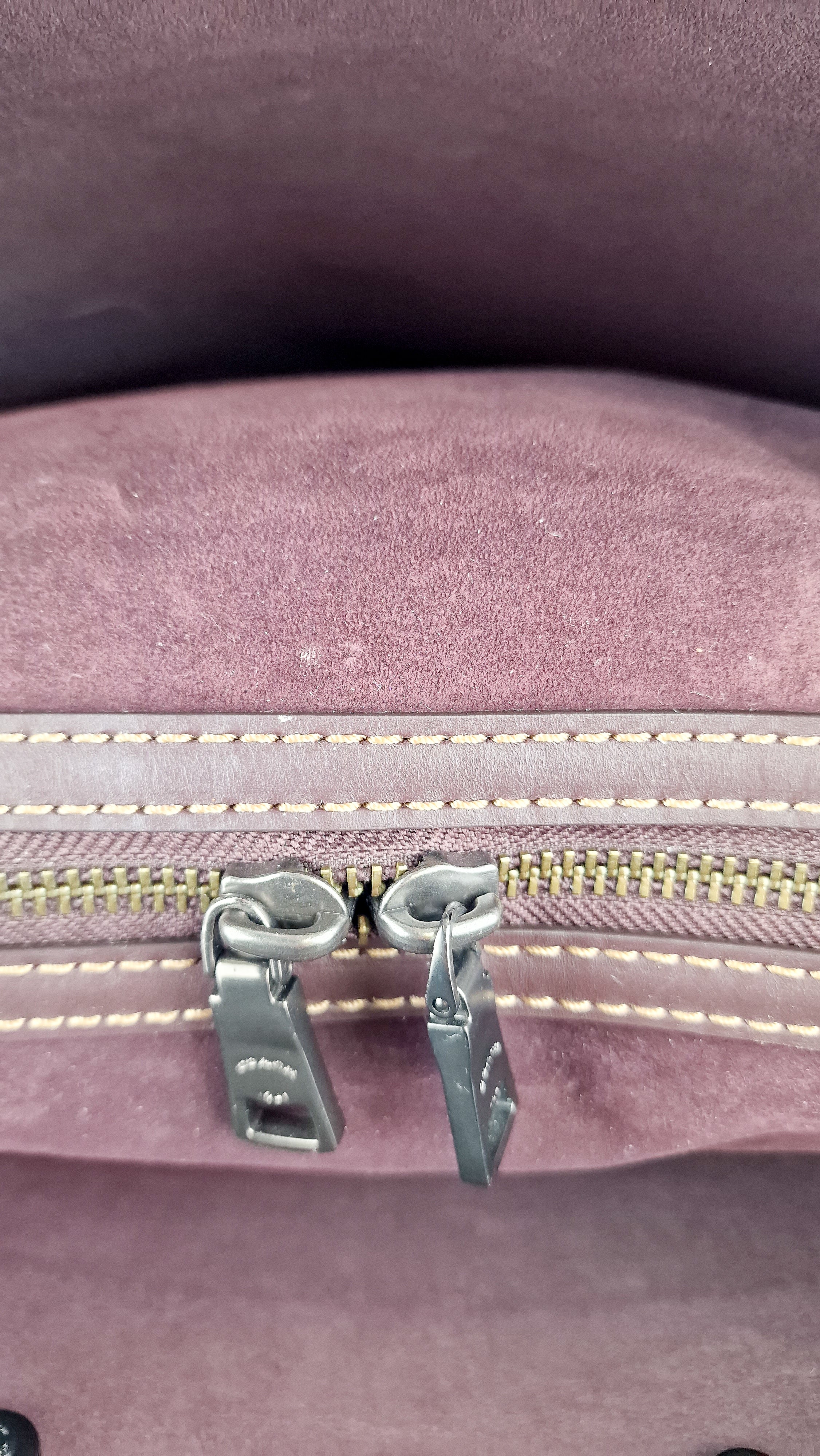 Coach 1941 Rogue 31 in Heather Grey Pebbled Leather with Oxblood Suede Sides Colorblock Satchel Handbag - Coach 23755 - Image 14