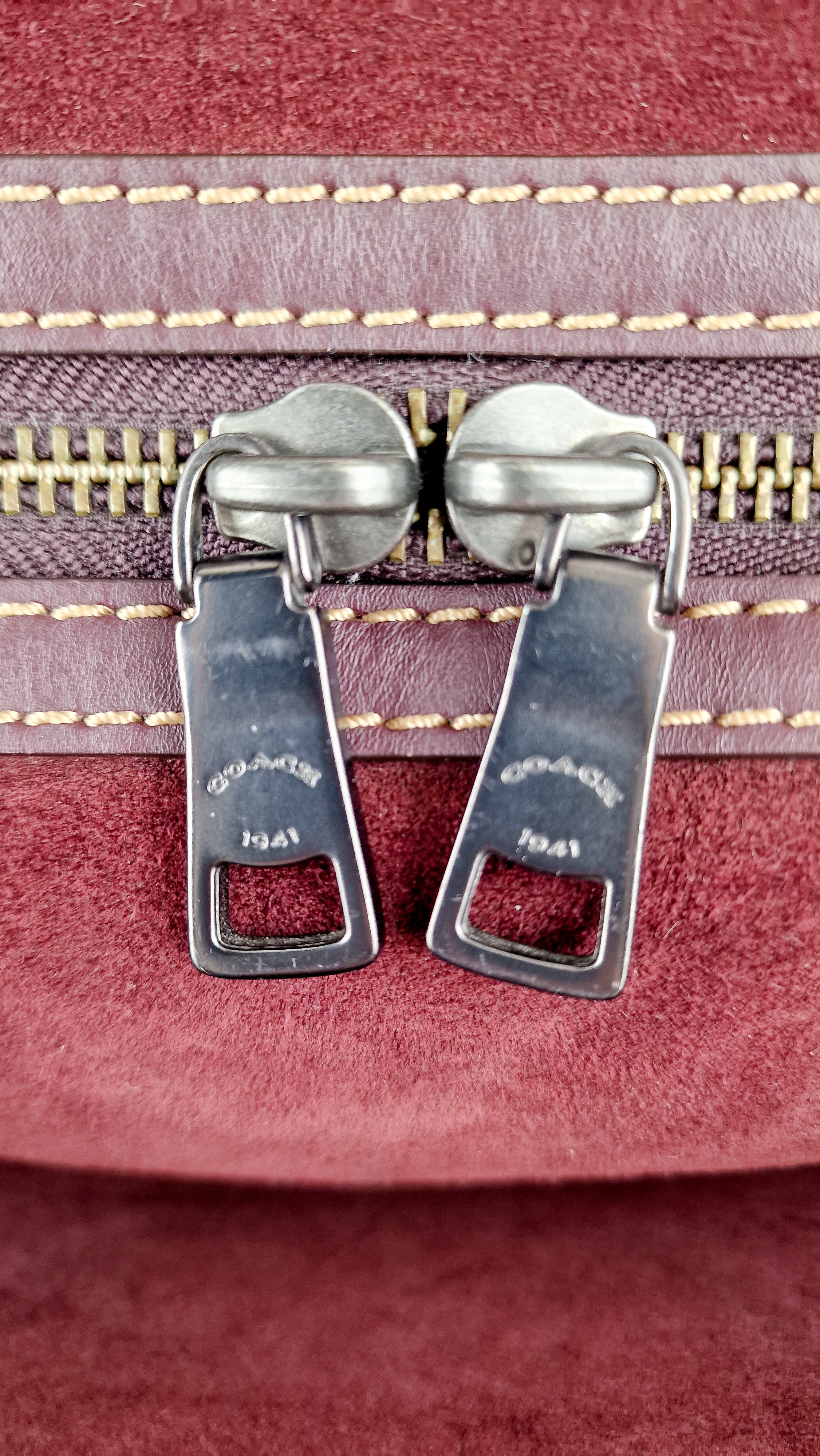 Coach 1941 Rogue 31 in Melon with Burgundy Colorblock Detail and Suede - Satchel Bag Coach 38124 - Image 17
