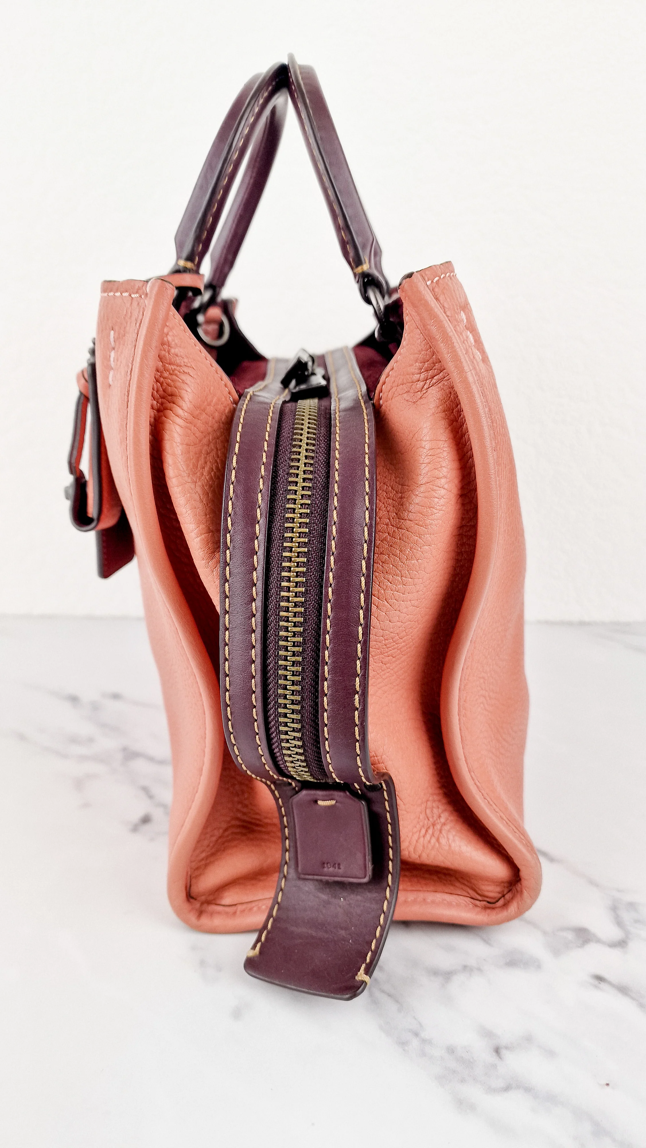 Coach 1941 Rogue 31 in Melon with Burgundy Colorblock Detail and Suede - Satchel Bag Coach 38124 - Image 5