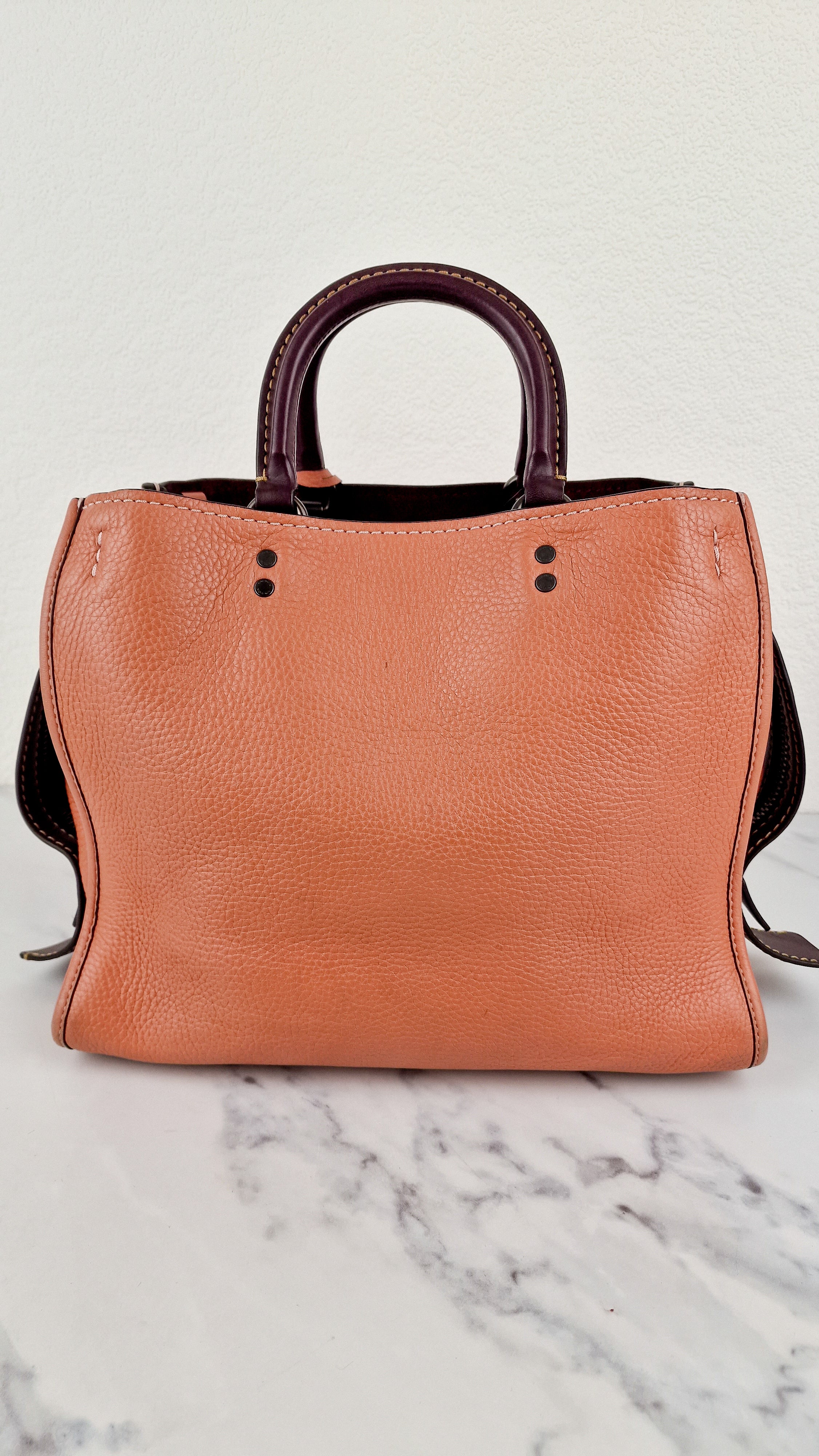 Coach 1941 Rogue 31 in Melon with Burgundy Colorblock Detail and Suede - Satchel Bag Coach 38124 - Image 8
