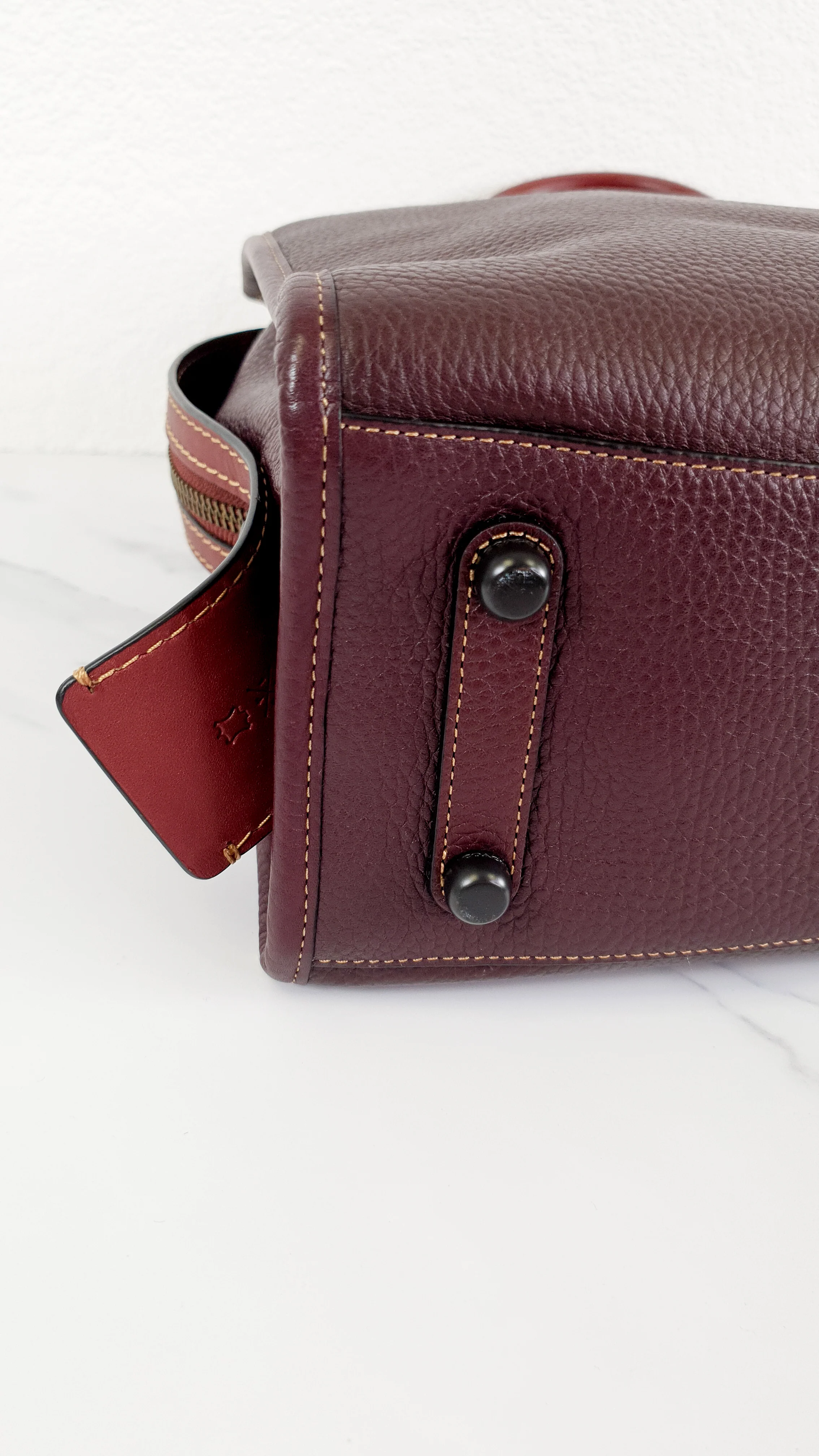 Coach 1941 Rogue 31 in Oxblood Pebble Leather Red Suede Lining Satchel Handbag - Coach 38124 - Image 10