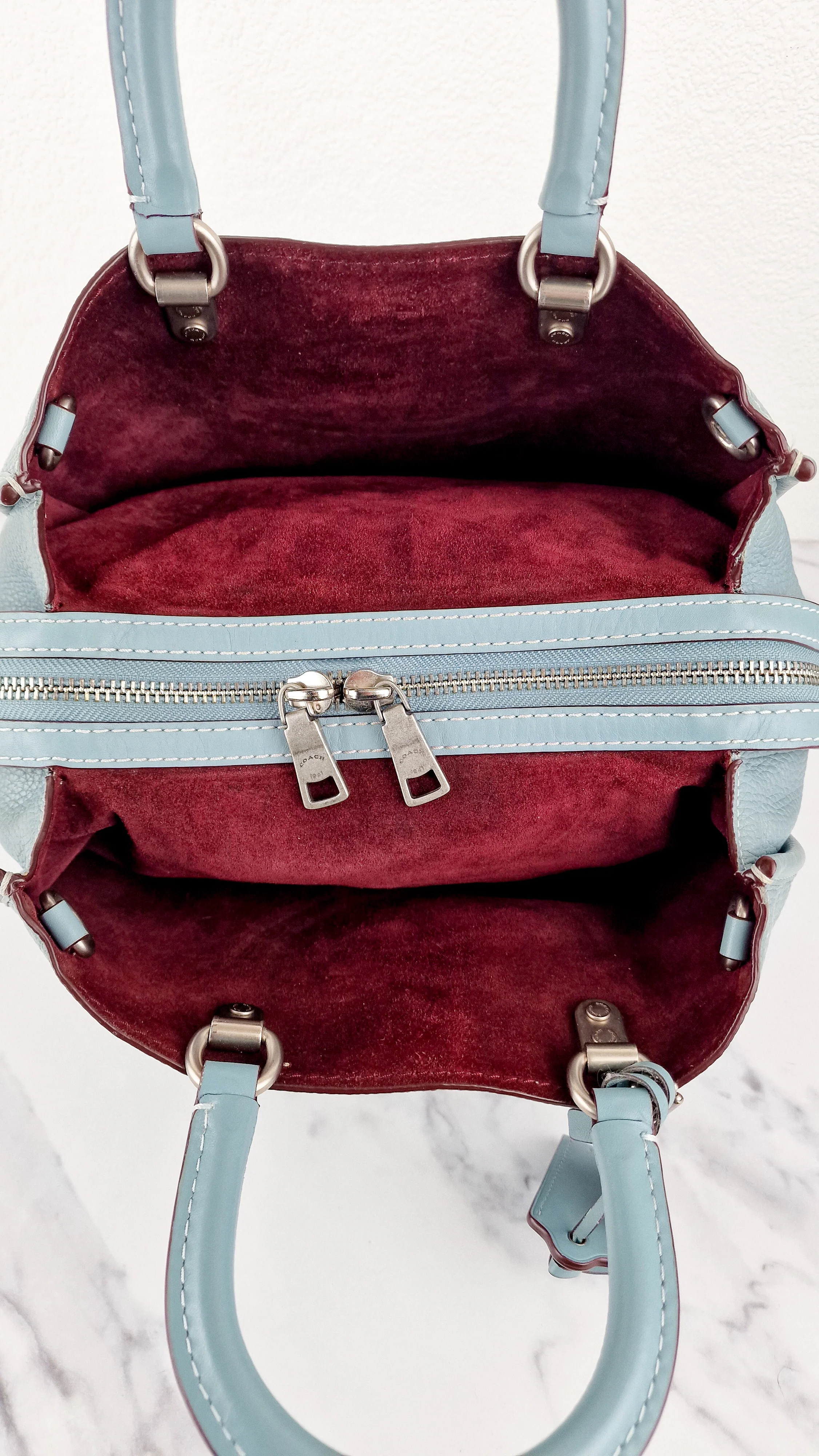 Coach 1941 Rogue 31 in Steel Blue Nickel Silver Hardware Satchel Handbag Leather Coach 38124 - Image 15