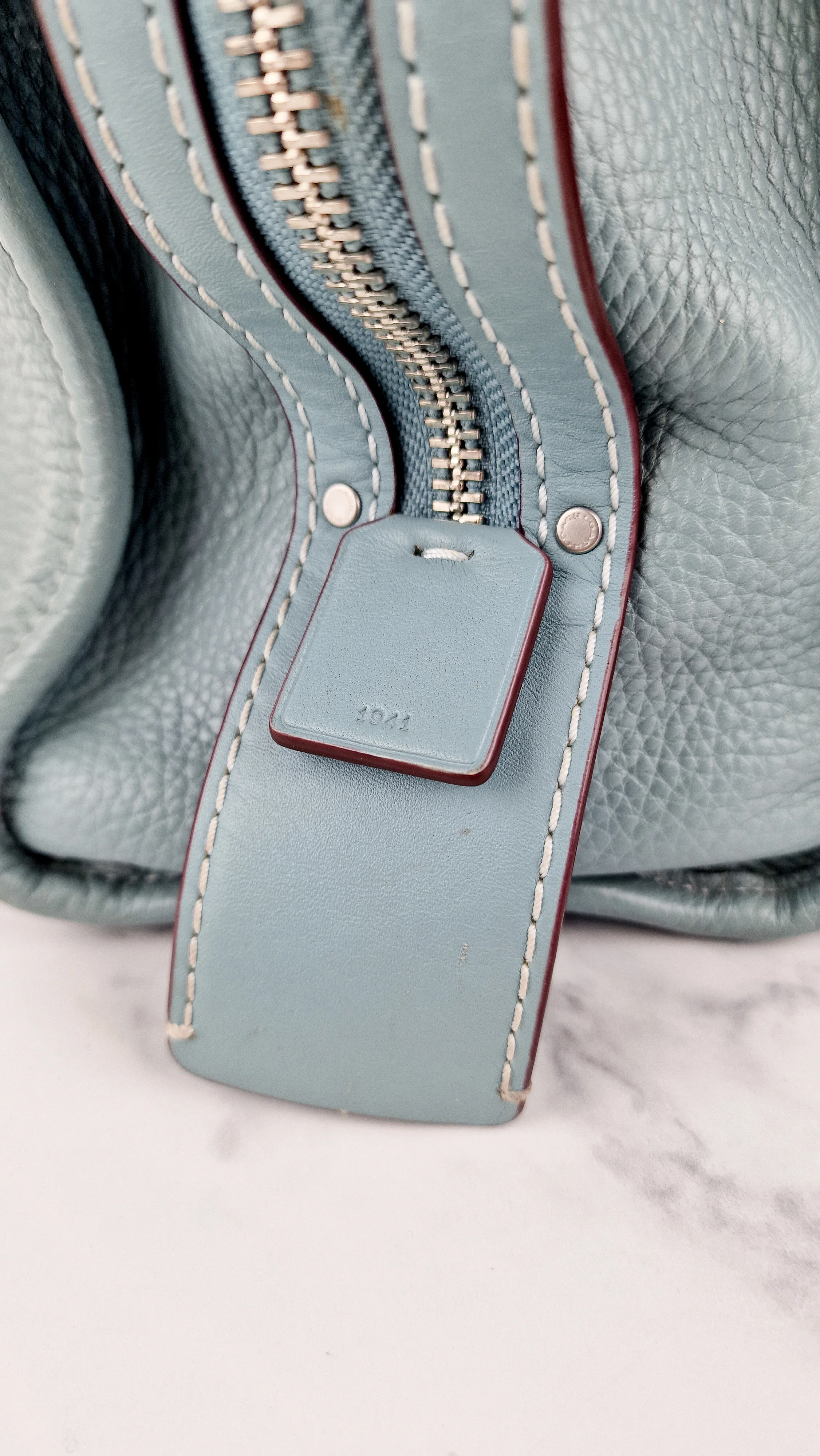 Coach 1941 Rogue 31 in Steel Blue Nickel Silver Hardware Satchel Handbag Leather Coach 38124 - Image 6