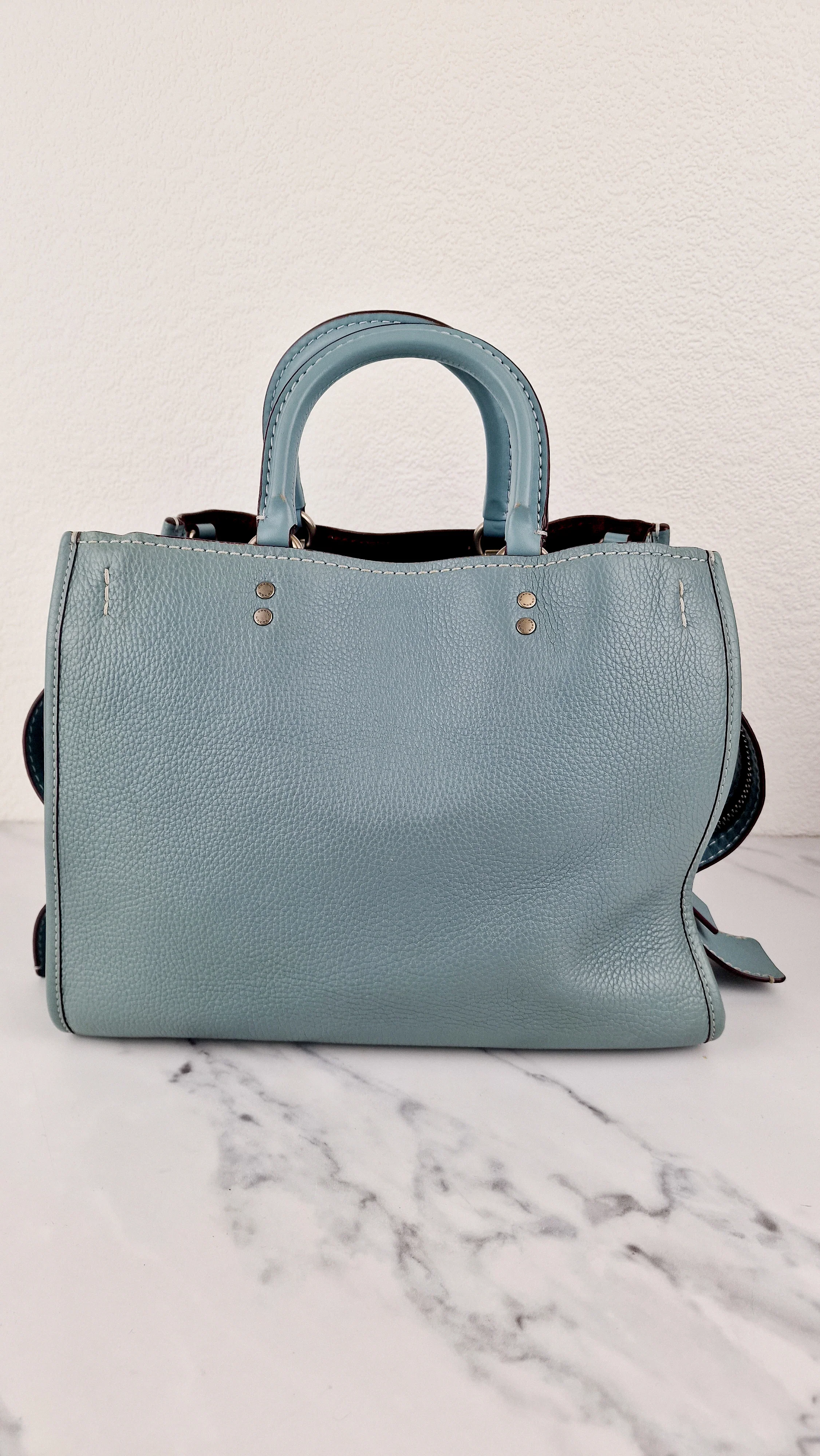Coach 1941 Rogue 31 in Steel Blue Nickel Silver Hardware Satchel Handbag Leather Coach 38124 - Image 8