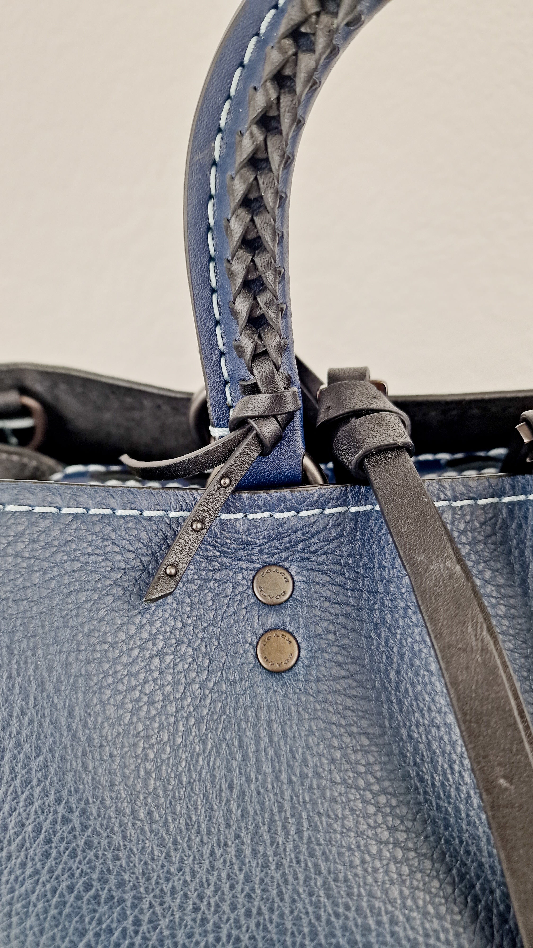 Coach 1941 Rogue 31 Prussian Blue Western Whiplash Whipstitch with Black Suede Lining Handbag Coach 58122 - Image 5