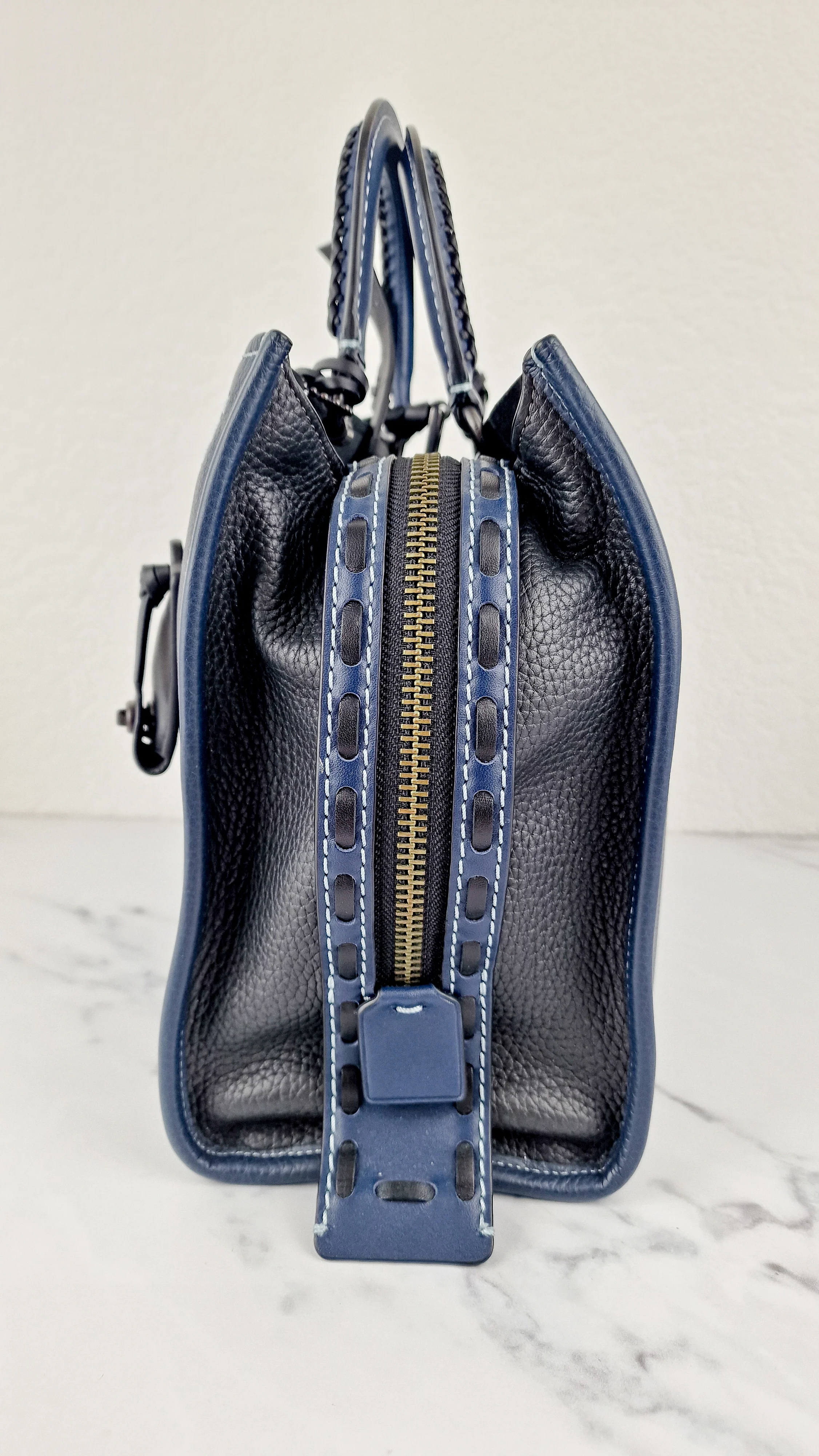 Coach 1941 Rogue 31 Prussian Blue Western Whiplash Whipstitch with Black Suede Lining Handbag Coach 58122 - Image 7